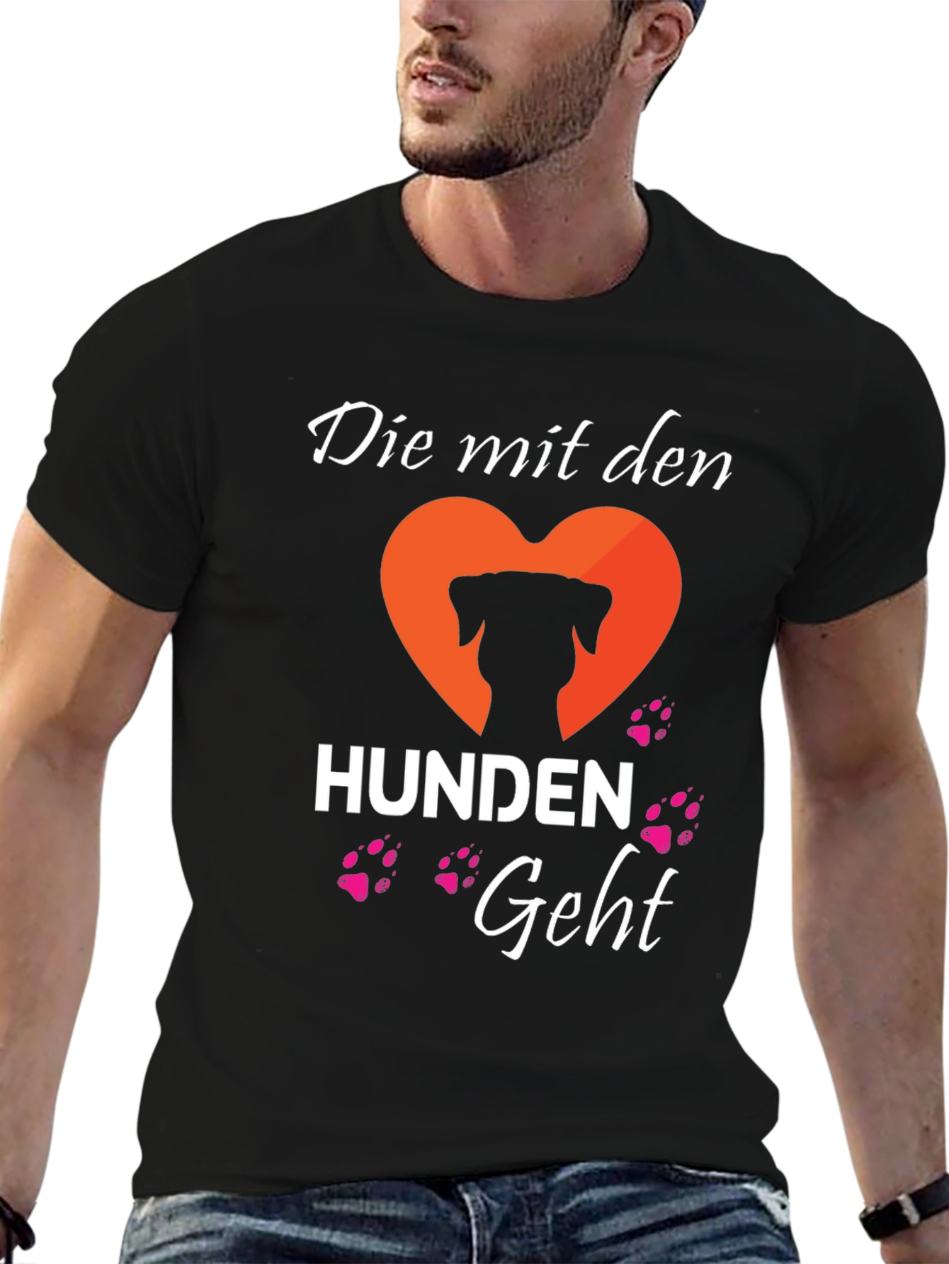 Black Dog Lover T-Shirt - German Hund Print view 6