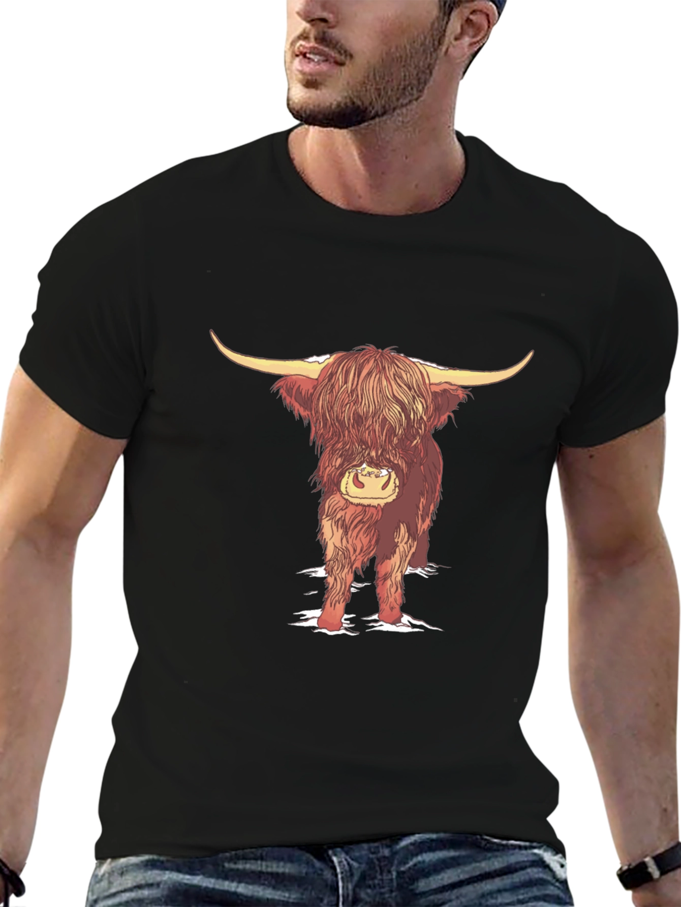 Black Highland Cow Graphic Tee - Black view 6