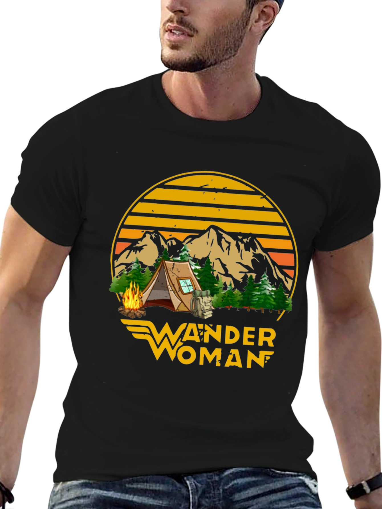 Black Wander Woman Camping Graphic Tee - Black view 6