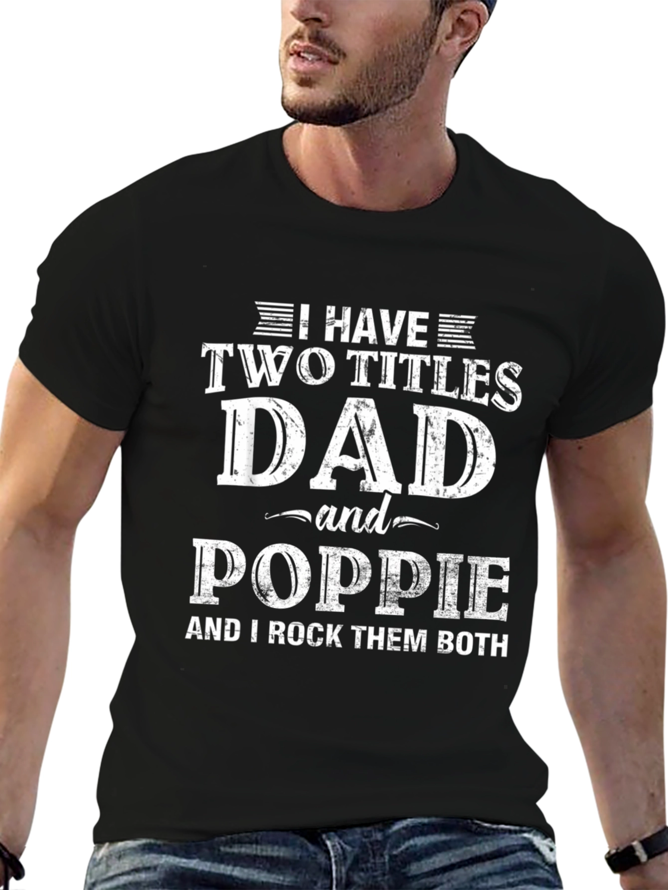 Black Dad and Poppie T-Shirt - Two Titles view 6