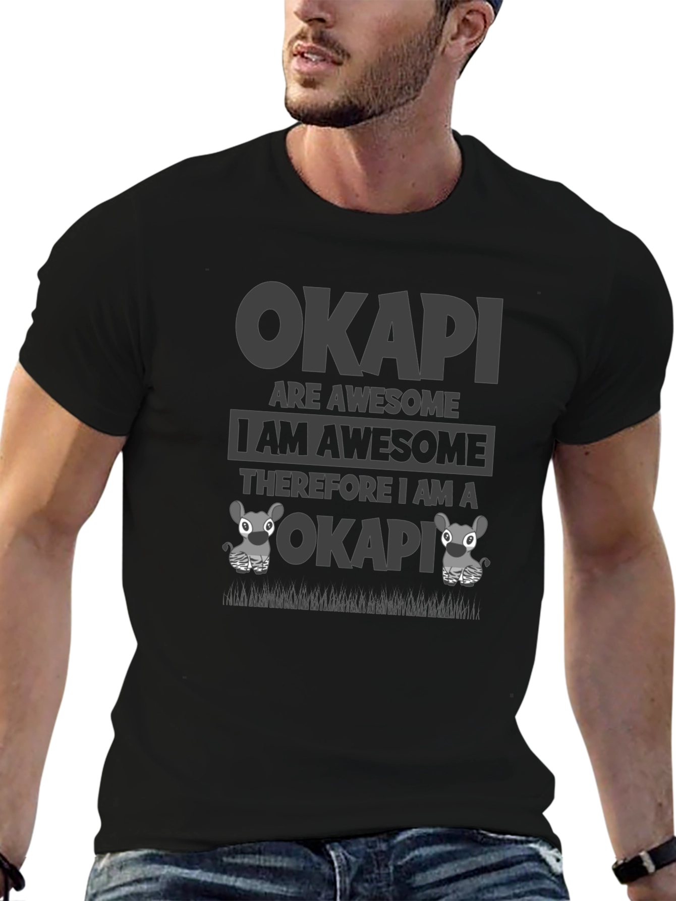 Black Okapi Are Awesome Black Graphic T-Shirt view 6