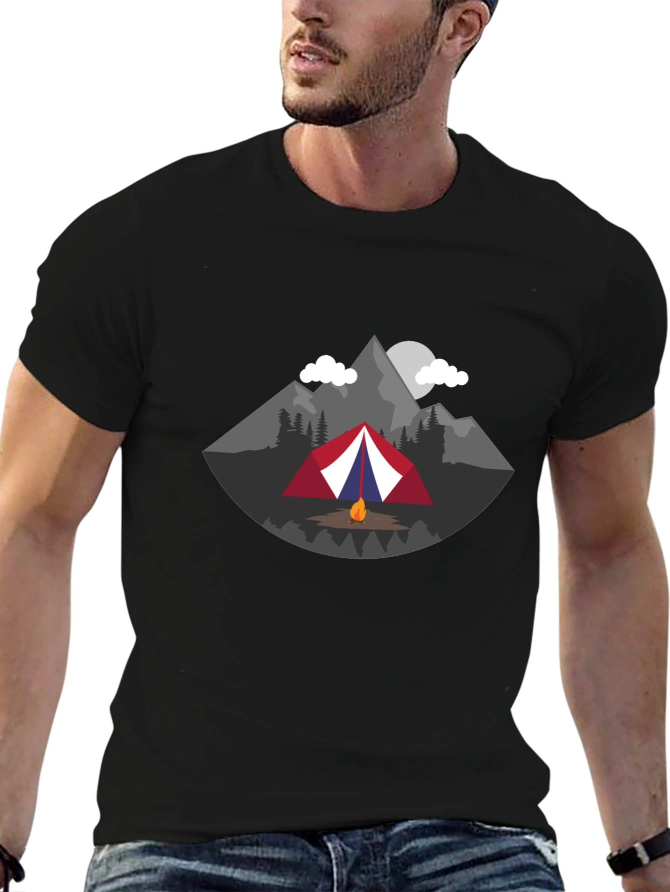 Black Camping Adventure Graphic Tee - Black view 6