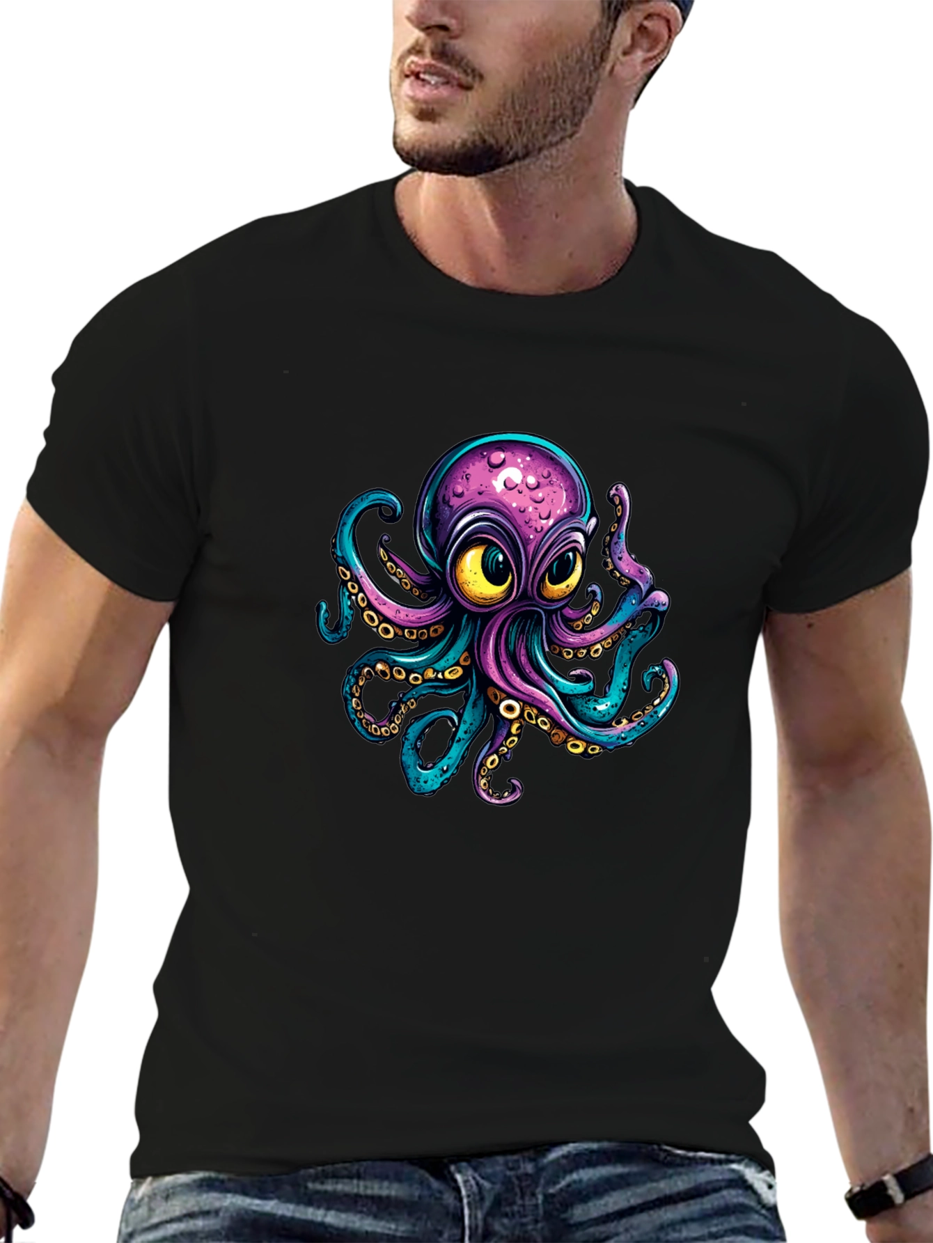Black Octopus Graphic T-Shirt - Unique Design Tee view 6