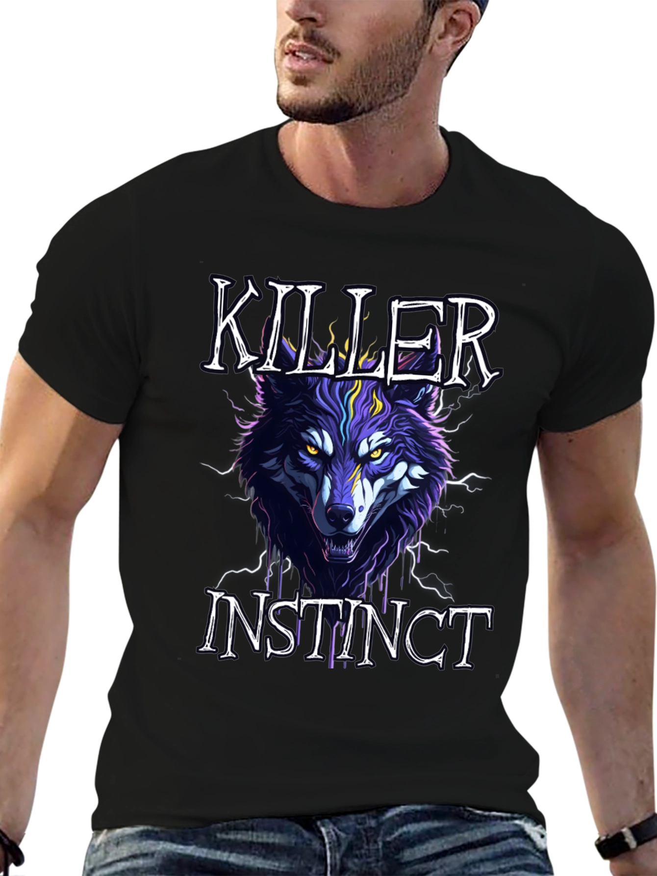 Black Killer Instinct Wolf Graphic Tee - Black view 6