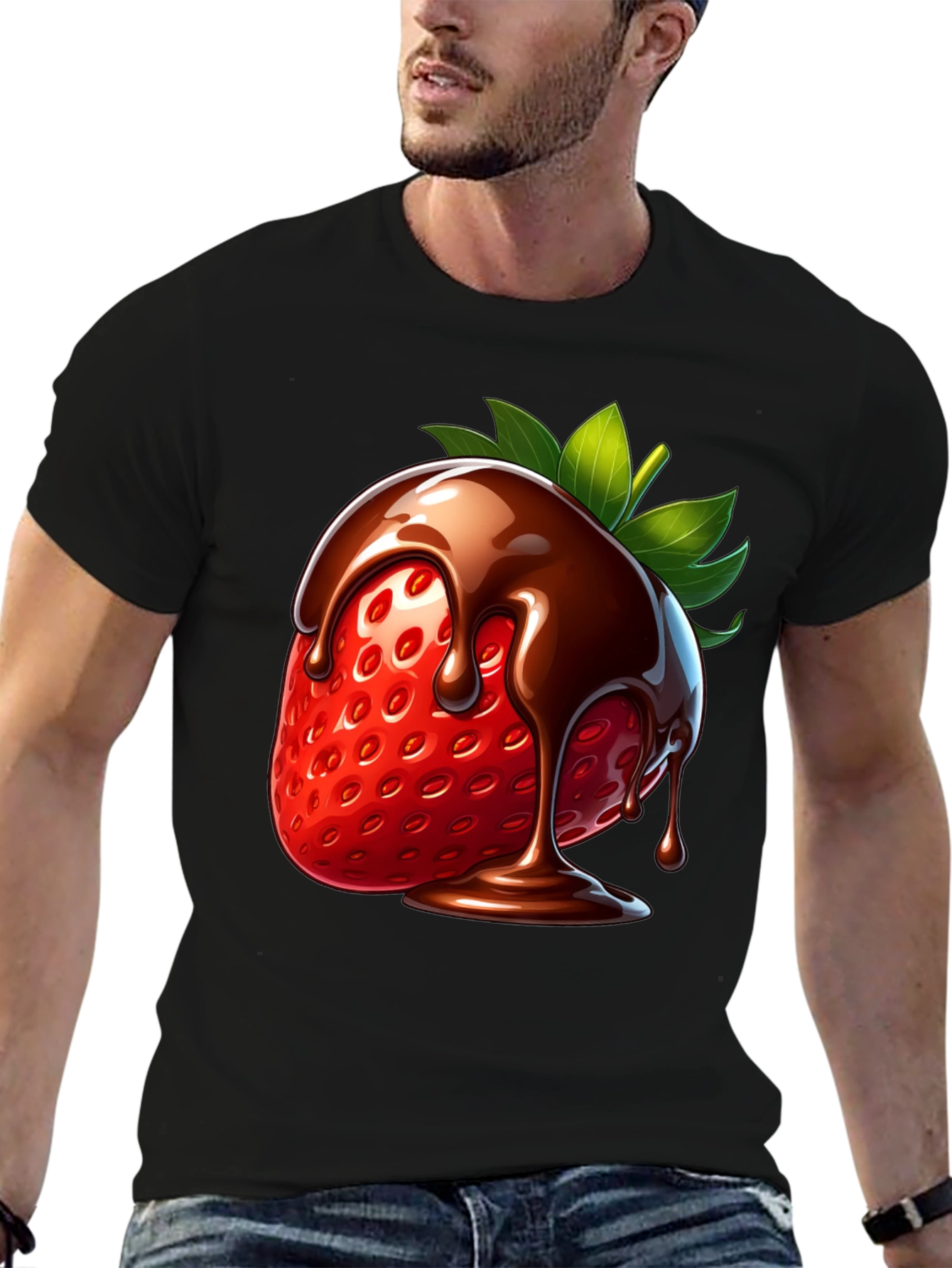 Black Chocolate Strawberry Graphic Tee view 6