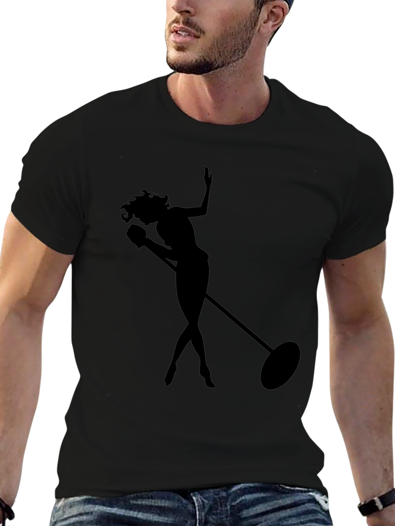 Black Silhouette Singer Graphic Tee - Soft Black T-Shirt view 6