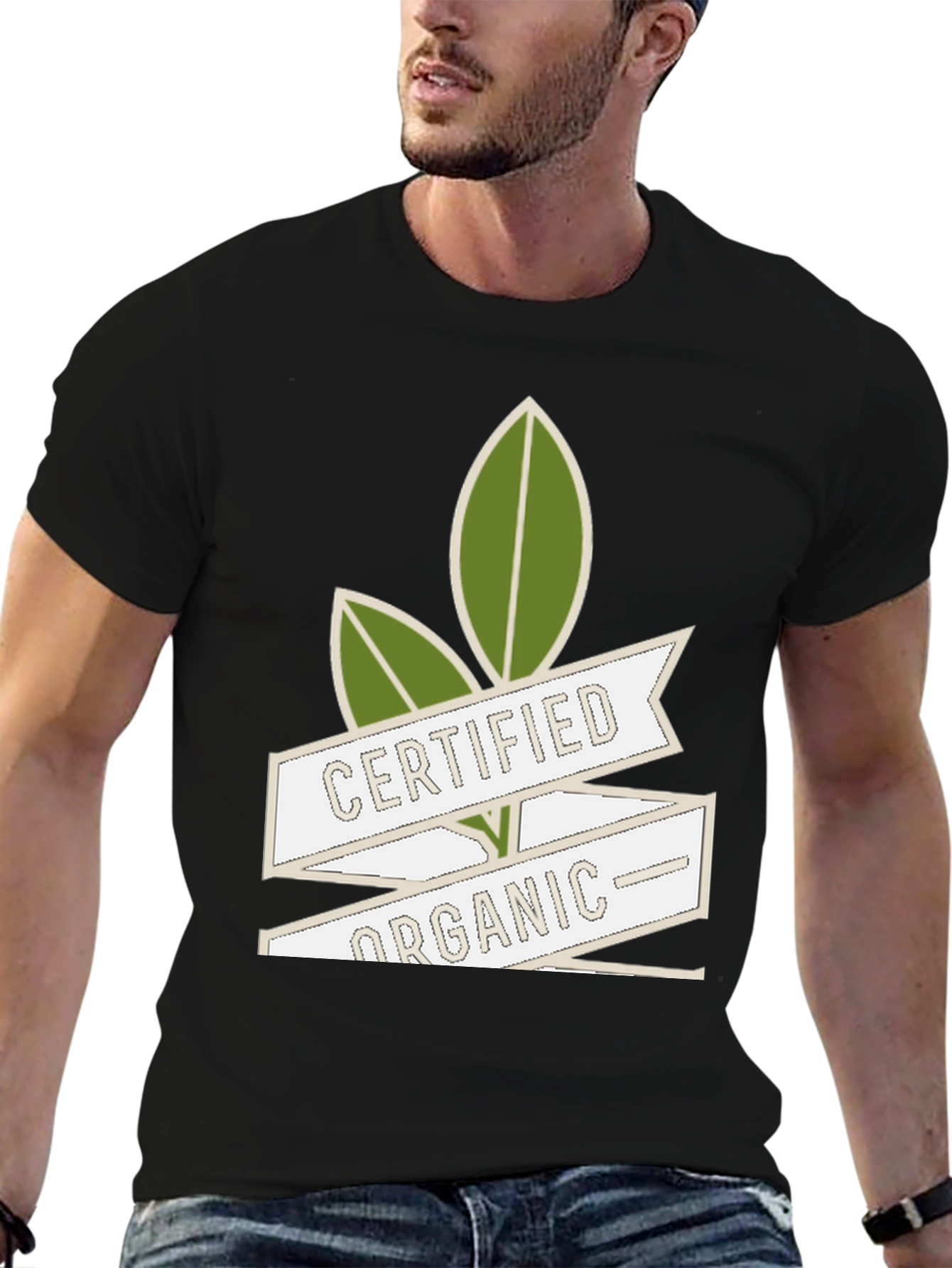 Black Certified Organic Graphic Tee - Eco-Friendly view 6