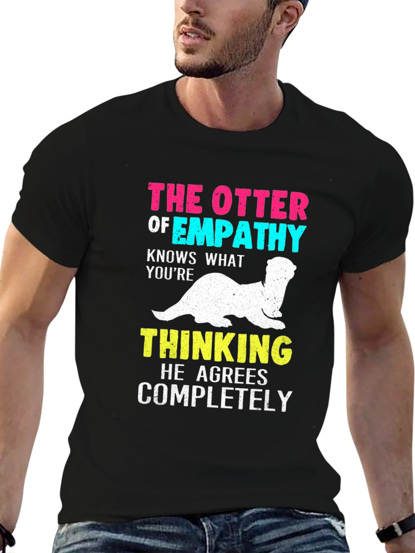 Black Empathy Otter Graphic T-Shirt view 6