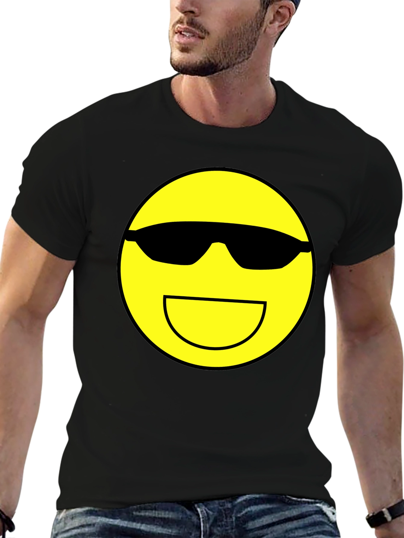 Black Cool Emoji Graphic Tee - Black view 6