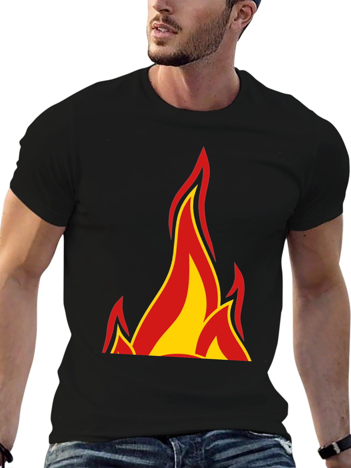 Black Flame Graphic Black T-Shirt view 6