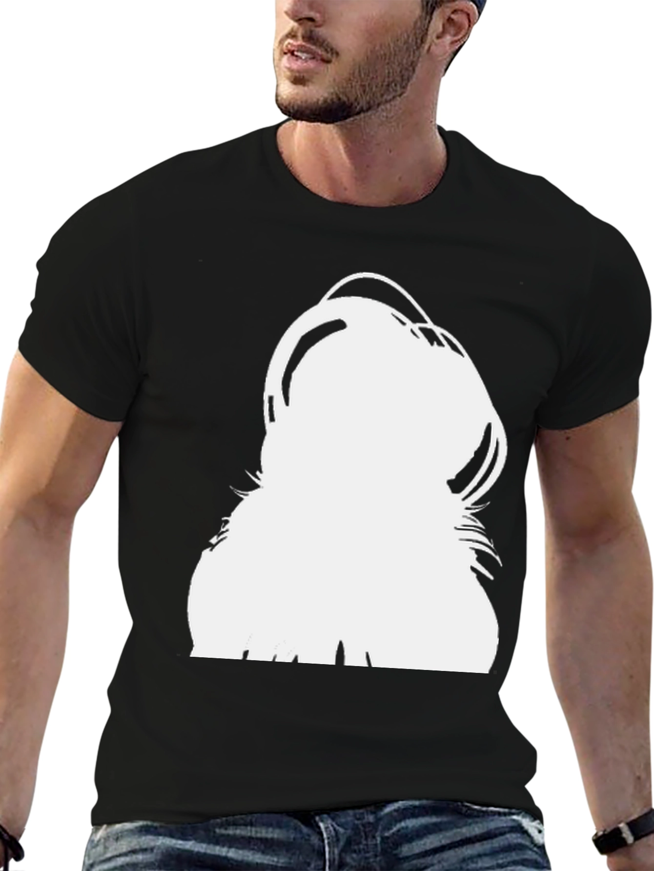 Black Modern Black T-Shirt with Bold White Graphic view 6