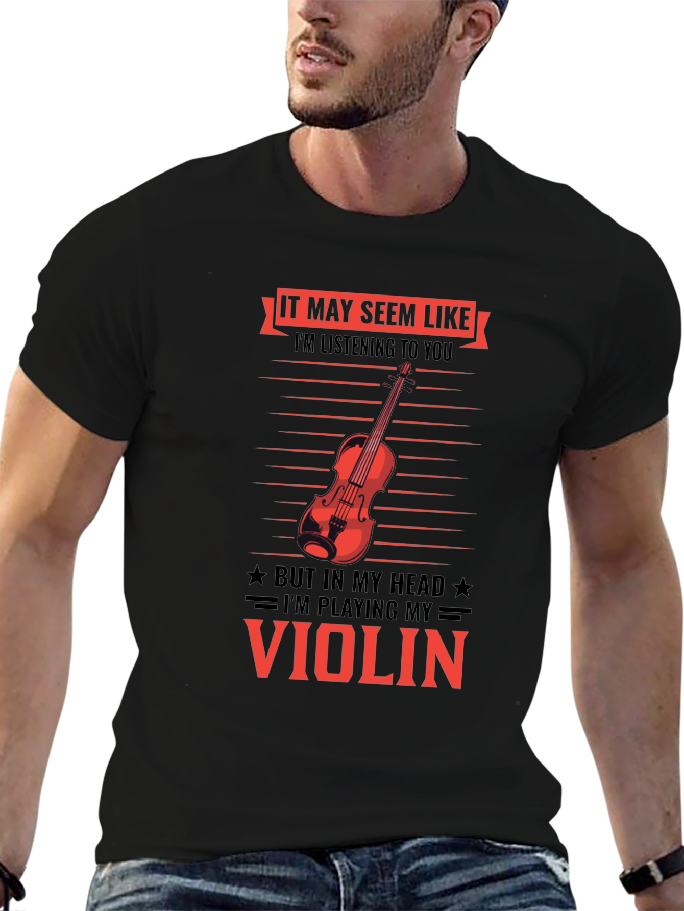 Black Violin Player T-Shirt - Funny Music Lover Tee view 6