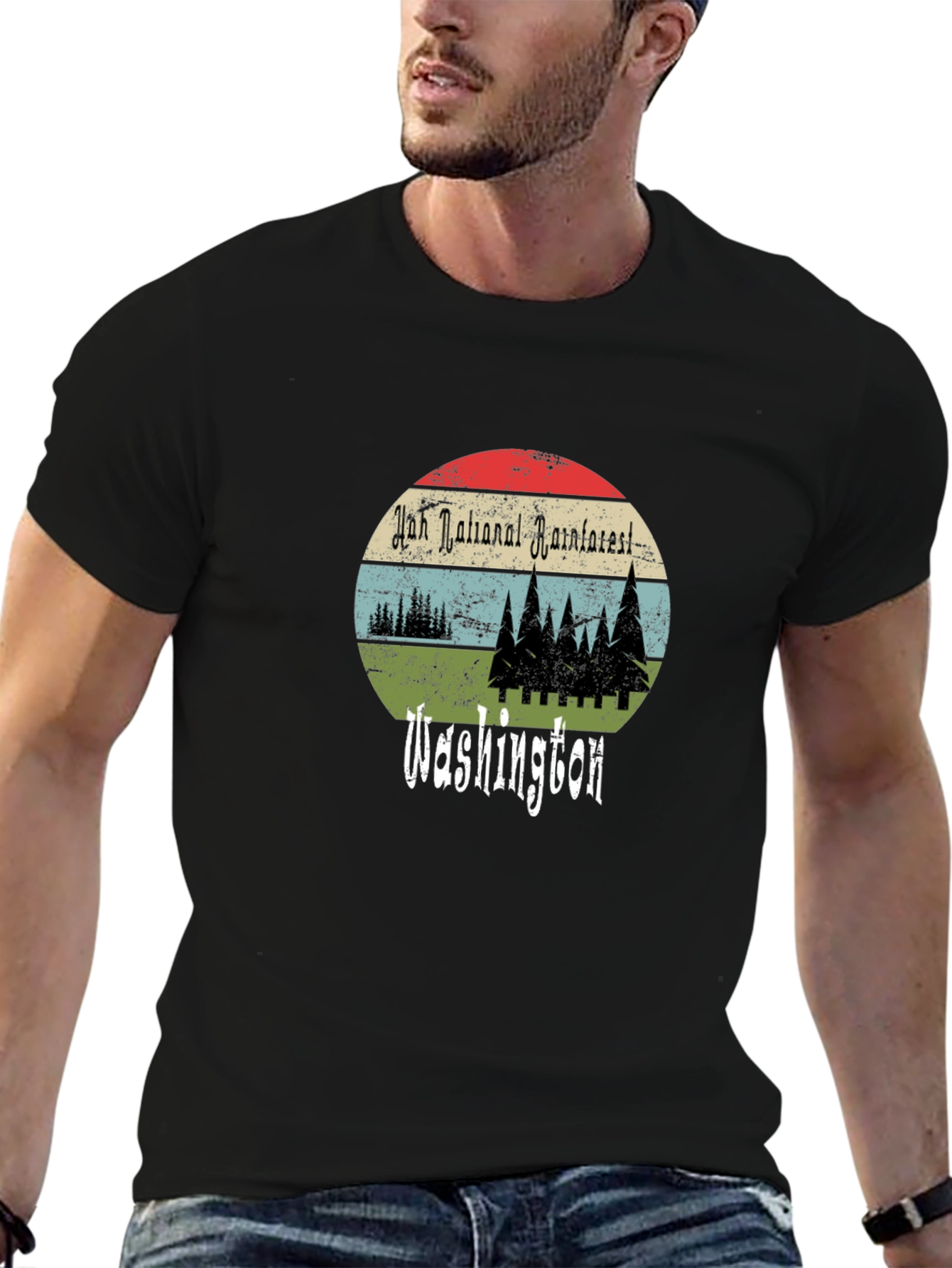 Black Hoh Rainforest Washington T-Shirt view 6
