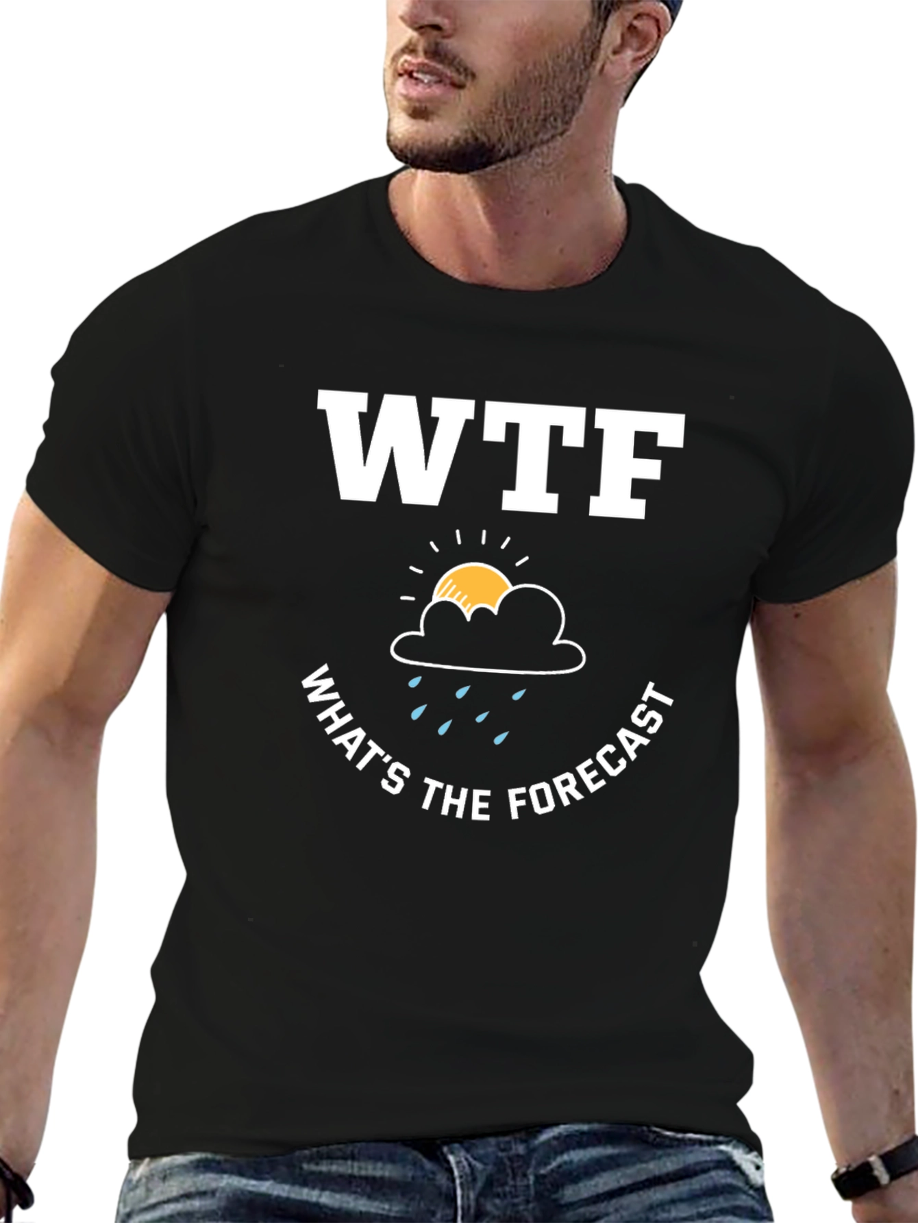 Black WTF What's the Forecast T-Shirt - Humorous Weather Tee view 6