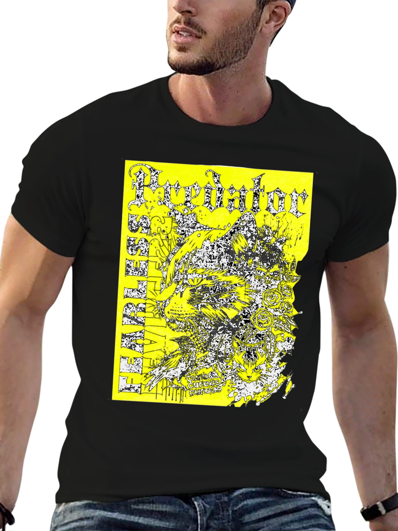 Black Predator Graphic Print T-Shirt - Black view 6