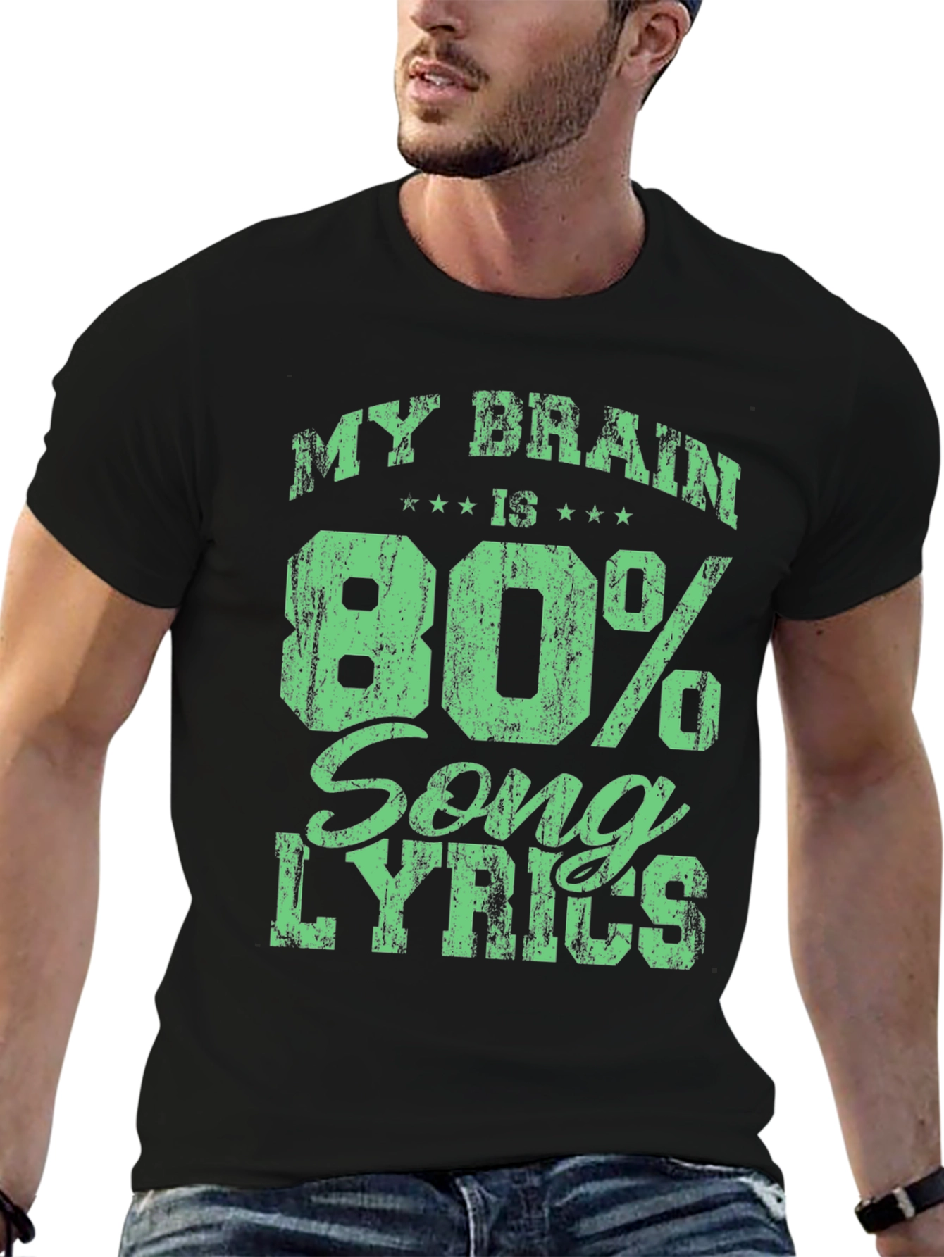 Black My Brain is 80% Song Lyrics Black T-Shirt view 6