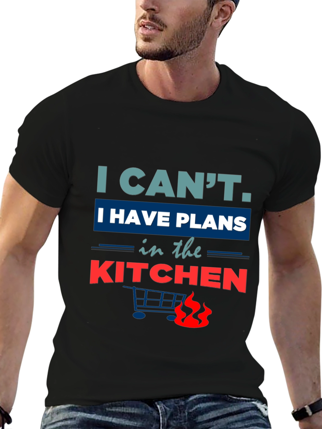Black Funny Kitchen Plans Graphic Tee - Black view 6