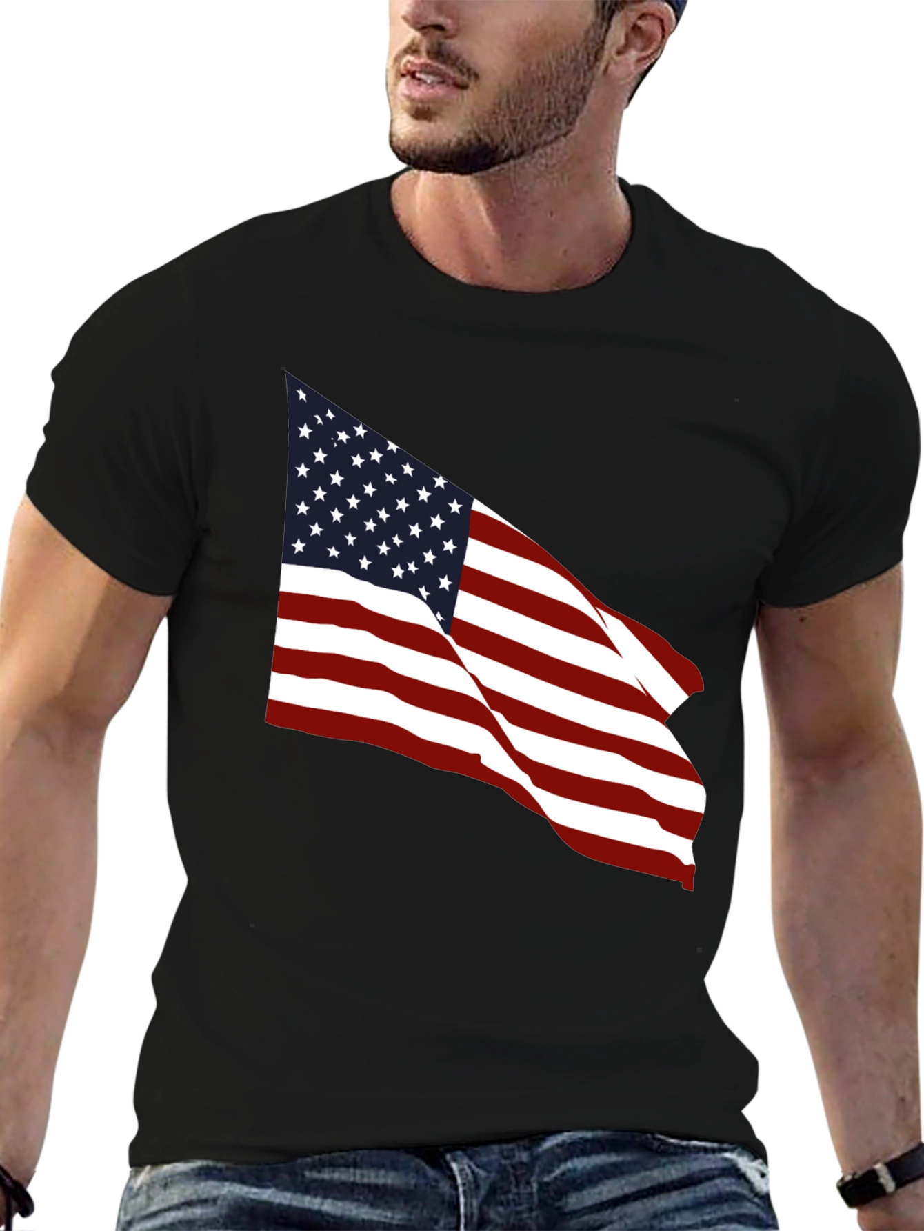 Black American Flag Graphic Black T-Shirt view 6