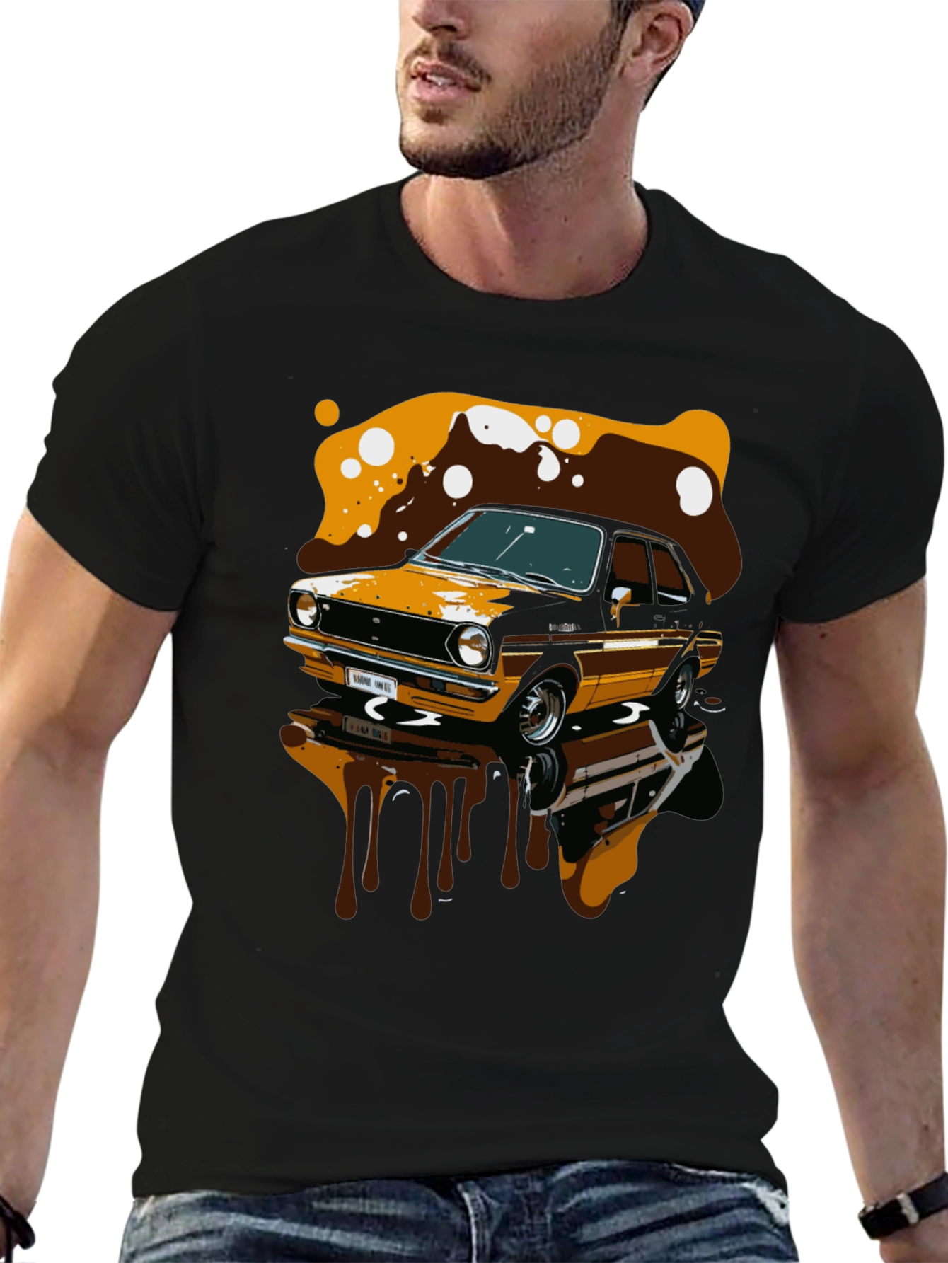 Black Vintage Car Graphic T-Shirt view 6