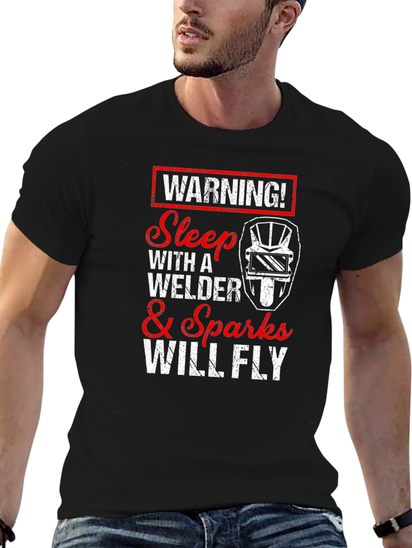 Black Warning Welder T-Shirt - Sparks Will Fly! view 6