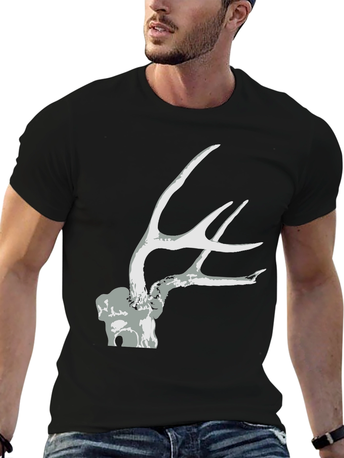 Black Antler Graphic Tee - Black Unisex T-Shirt view 6