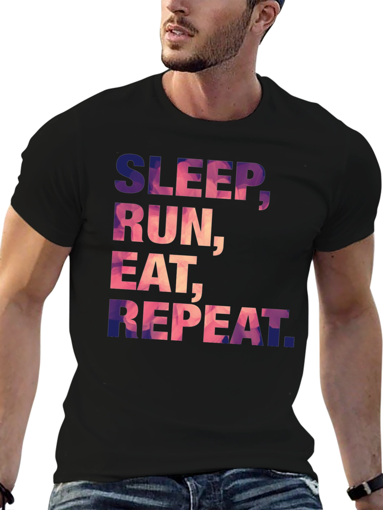 Black Sleep Run Eat Repeat Graphic Tee view 6
