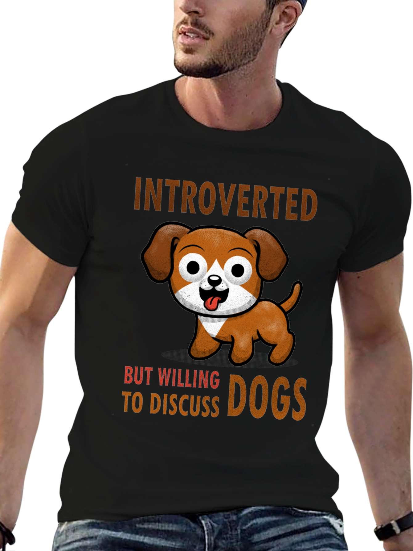 Black Introverted But Willing to Discuss Dogs T-Shirt view 6