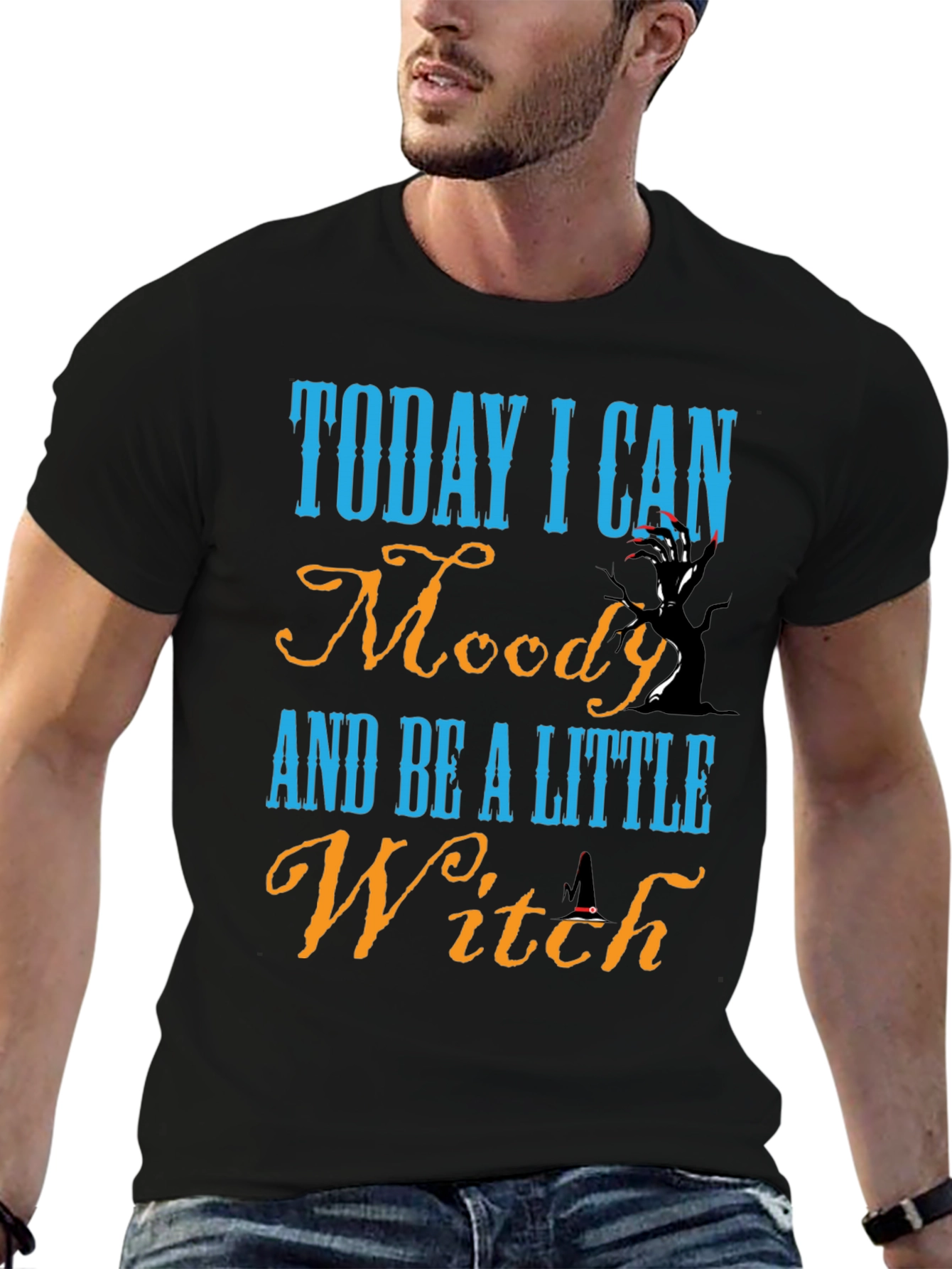 Black Today I Can Moody & Be a Little Witch Black T-Shirt view 6
