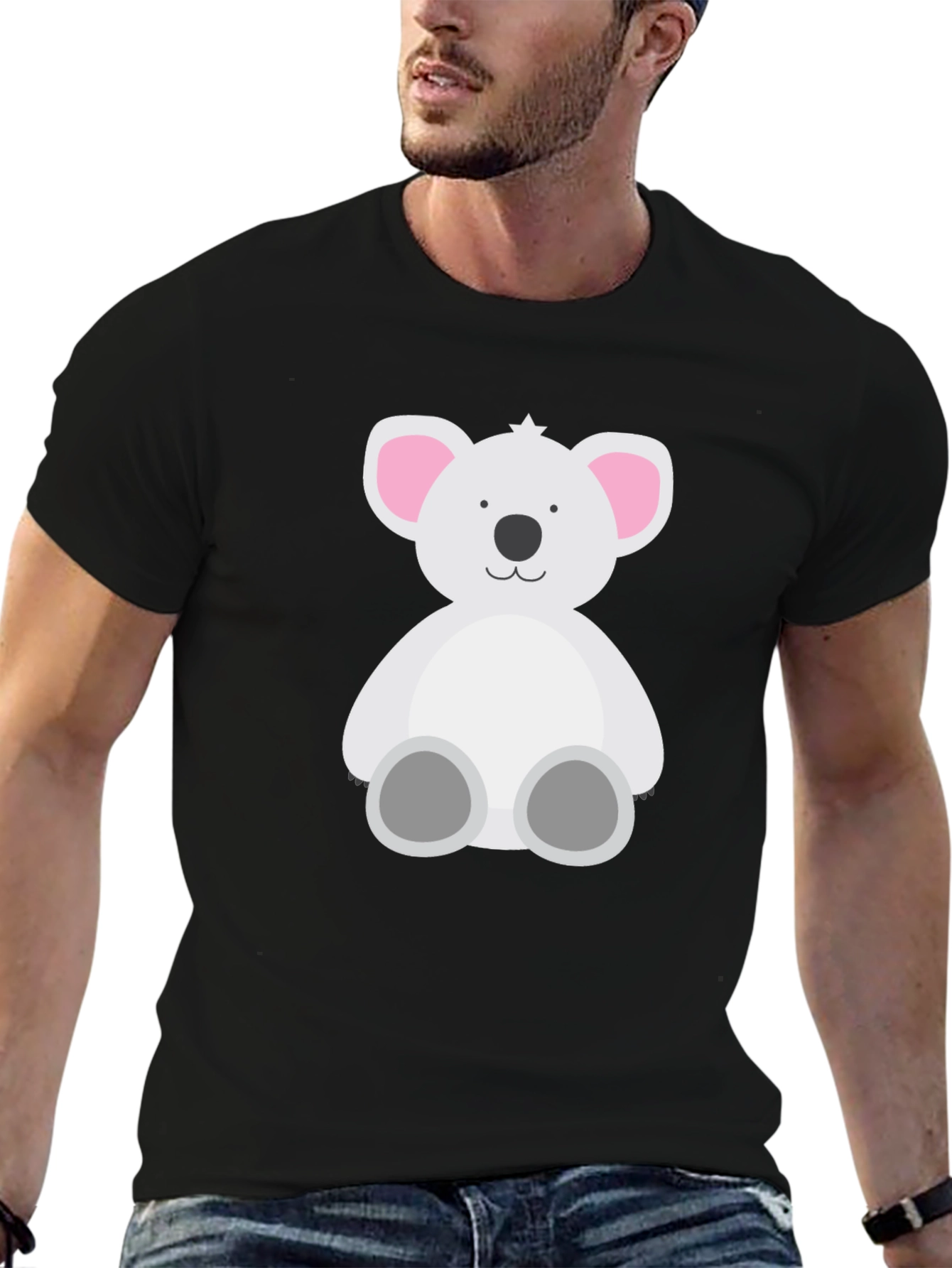 Black Cute Koala Bear Graphic T-Shirt view 6