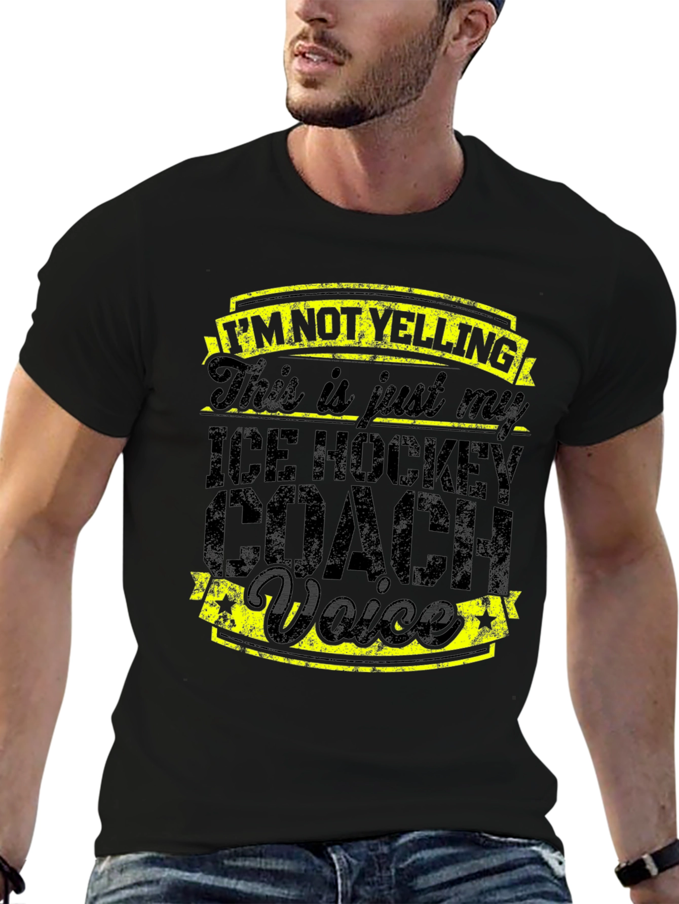 Black Ice Hockey Coach Voice T-Shirt - Funny Coach Tee view 6