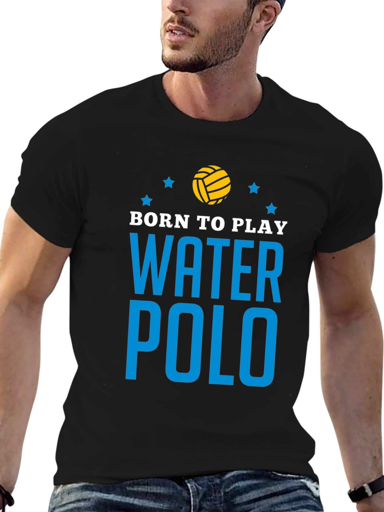 Black Born to Play Water Polo Graphic T-Shirt view 6