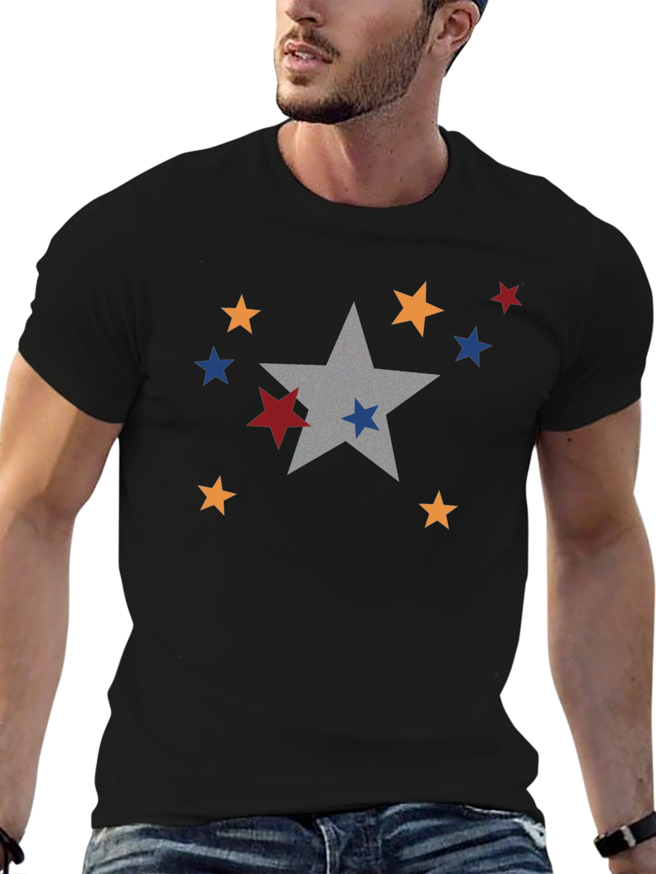 Black Starry Black T-Shirt - Casual Style view 6