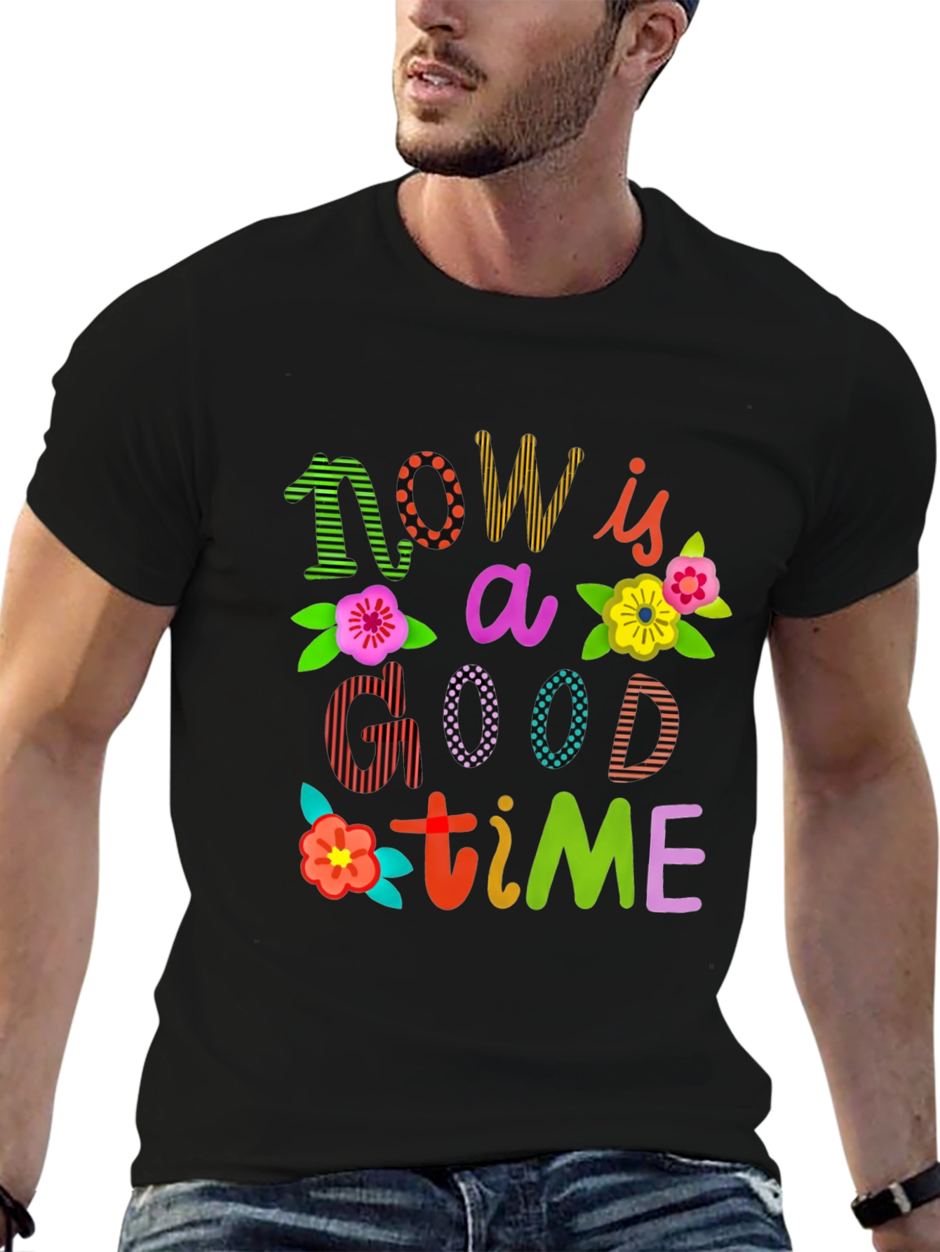 Black Now is a Good Time Graphic T-Shirt view 6