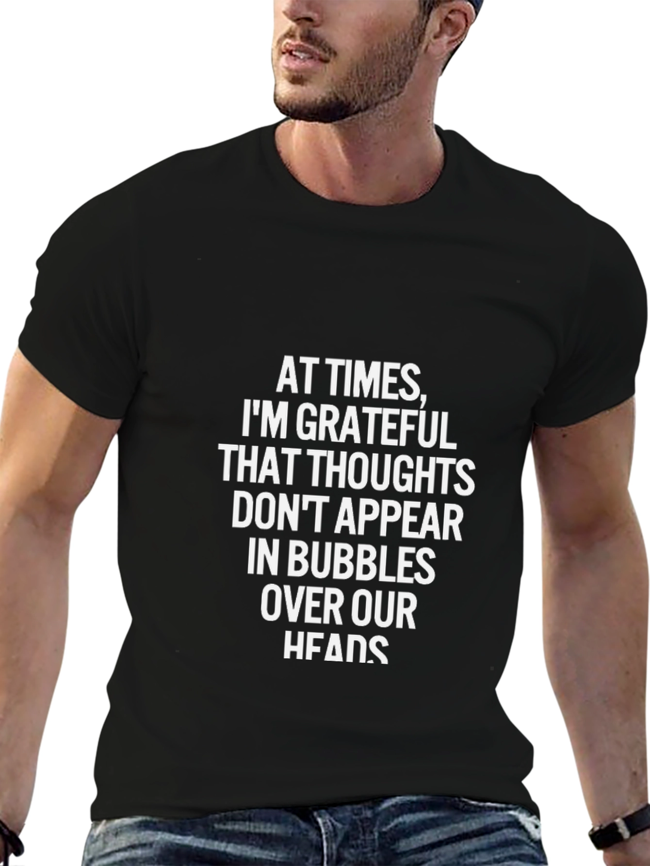 Black Grateful Thoughts T-Shirt: Funny Graphic Tee view 6
