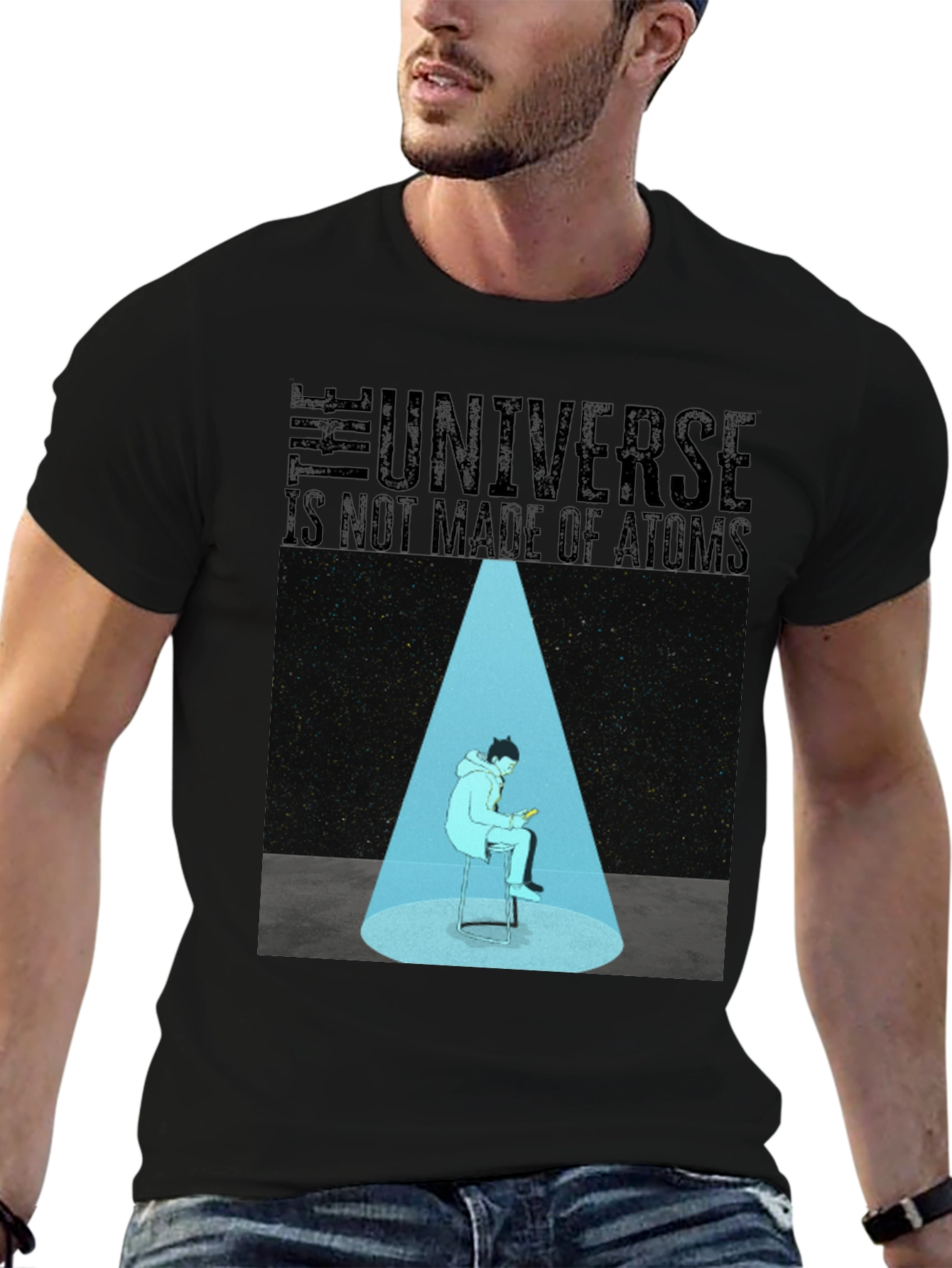 Black The Universe Tee: Atomic Insight Graphic T-Shirt view 6