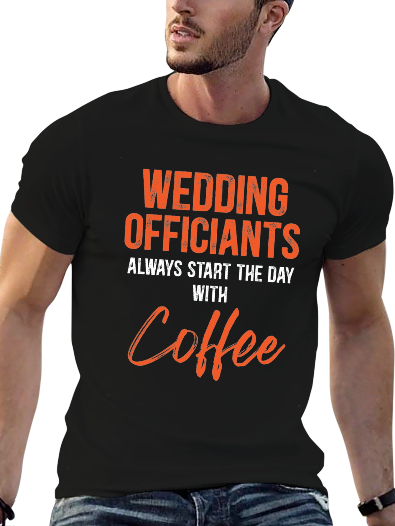 Black Wedding Officiants Coffee T-Shirt view 6