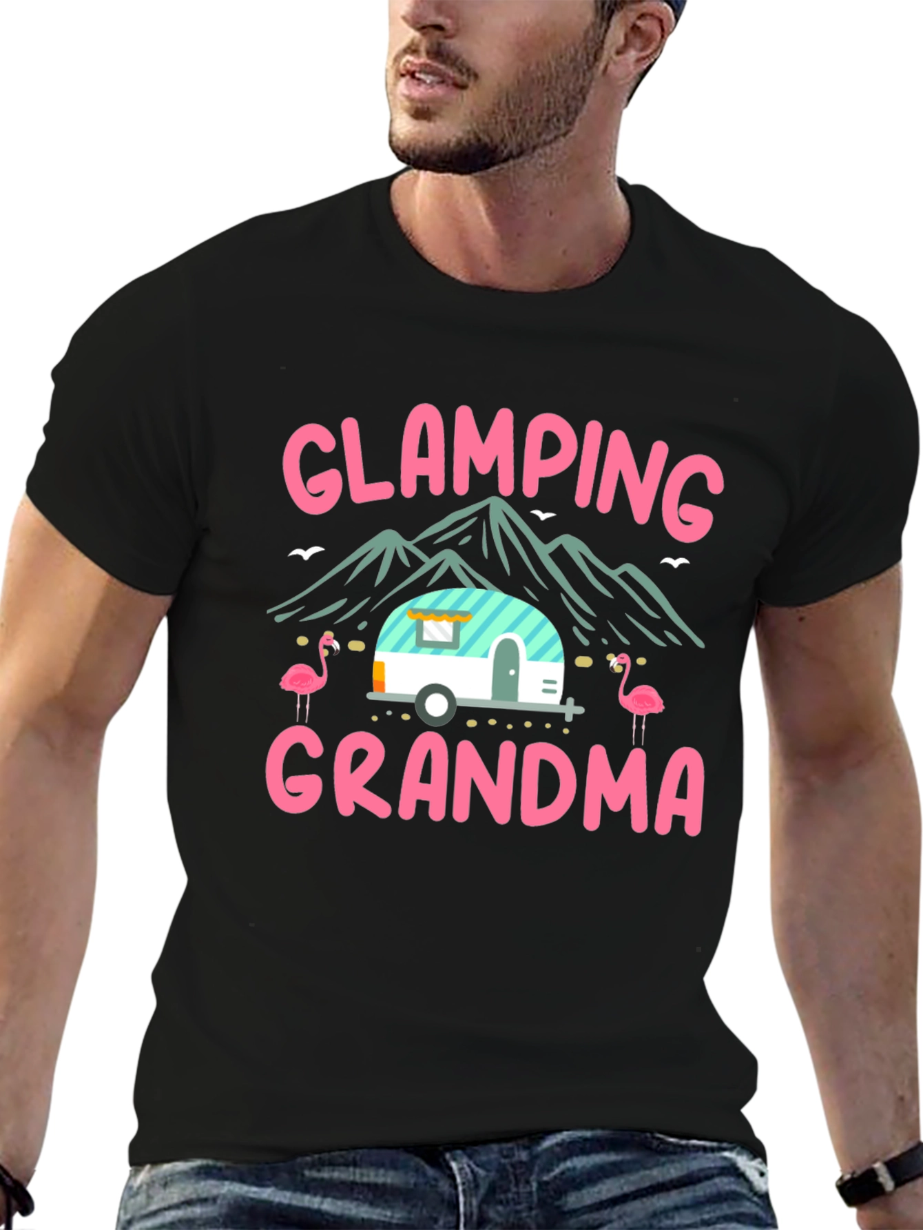 Black Glamping Grandma T-Shirt - Camping Tee view 6