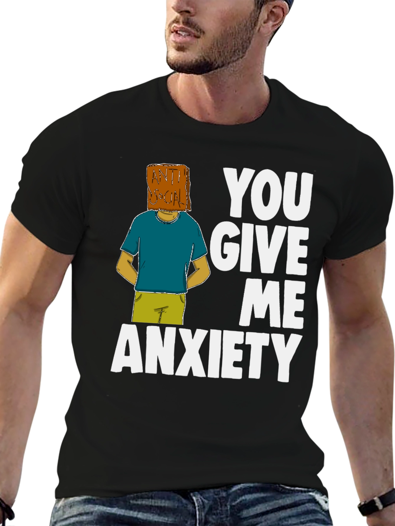 Black Anti-Social Anxiety T-Shirt view 6
