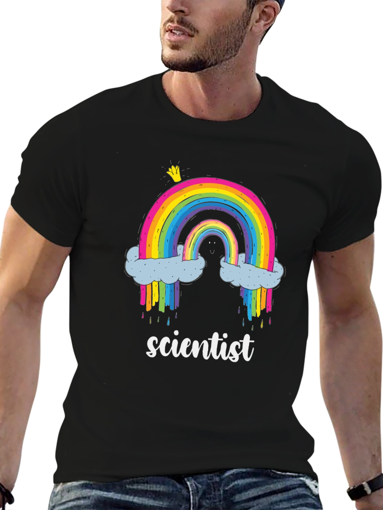 Black Scientist Rainbow T-Shirt - Fun Science Tee view 6
