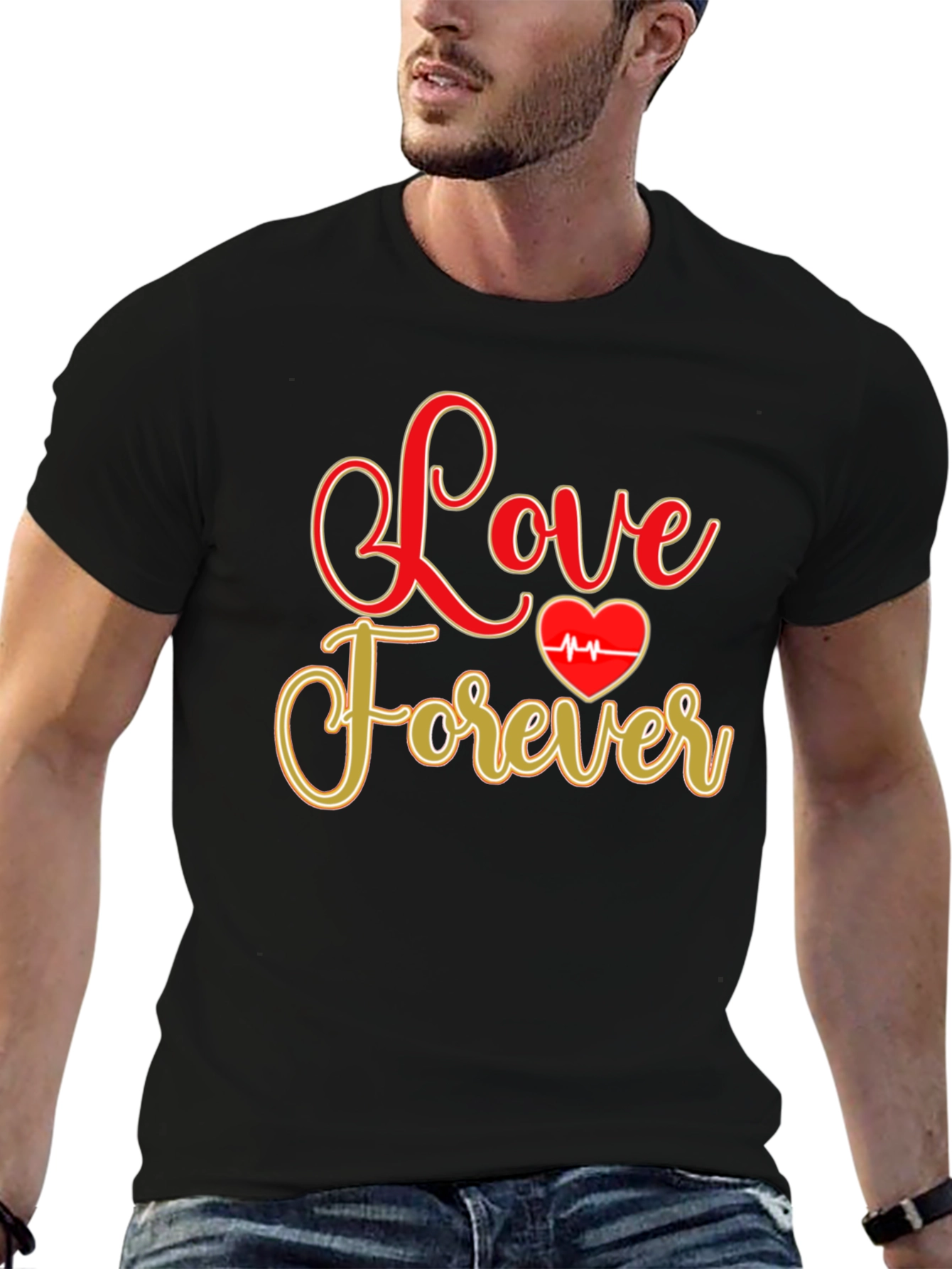 Black Love Forever Valentine's Day Graphic Tee - Black view 6