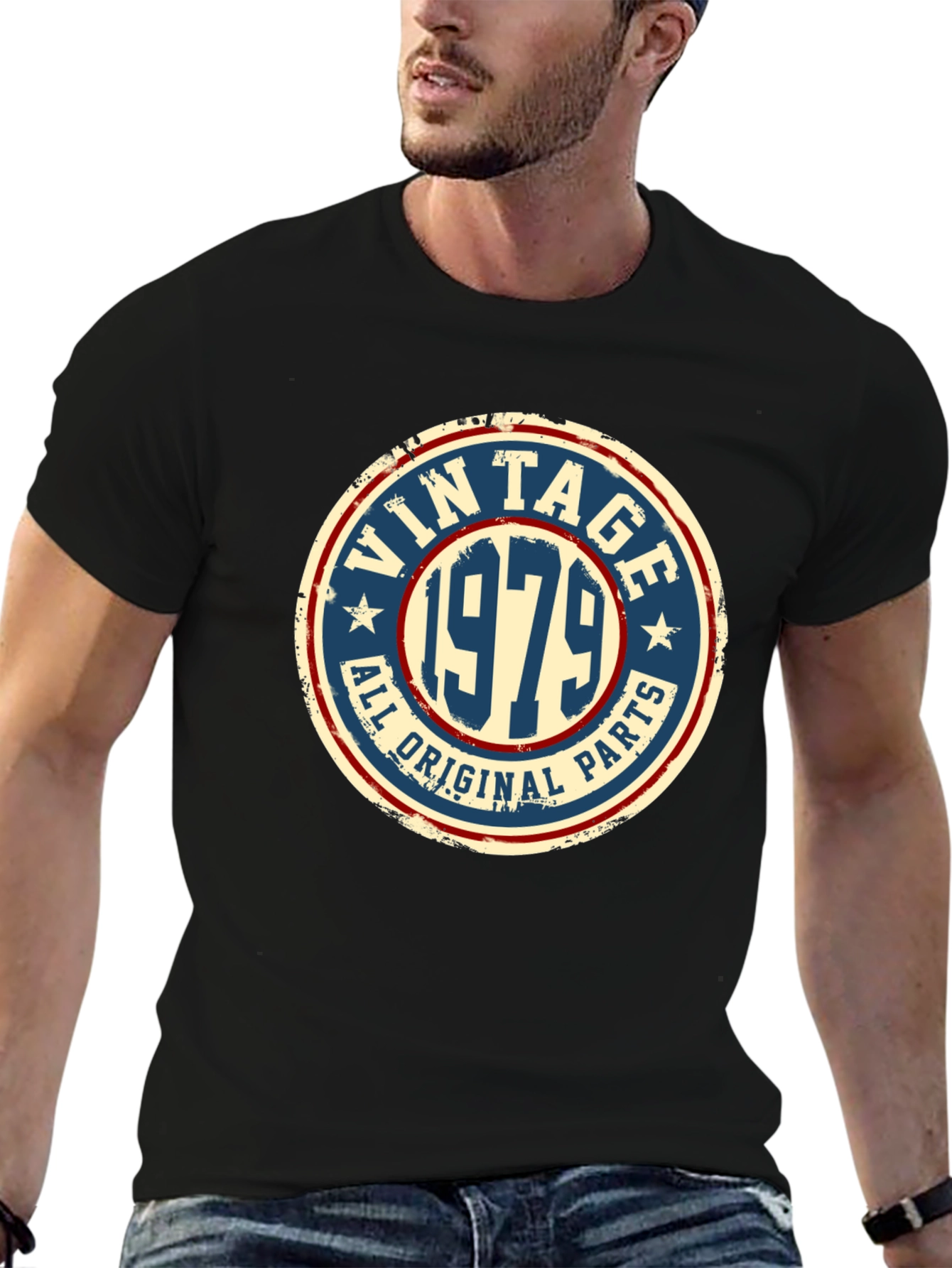 Black Vintage 1979 All Original Parts T-Shirt view 6