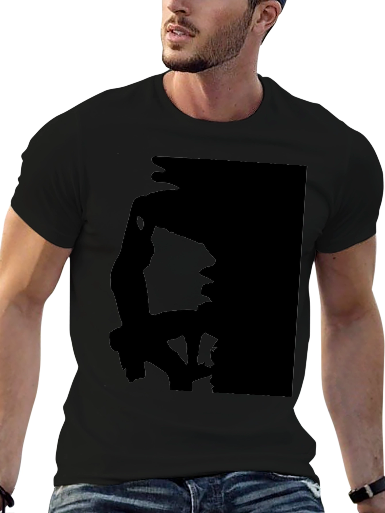 Black Silhouette Print Black T-Shirt view 6