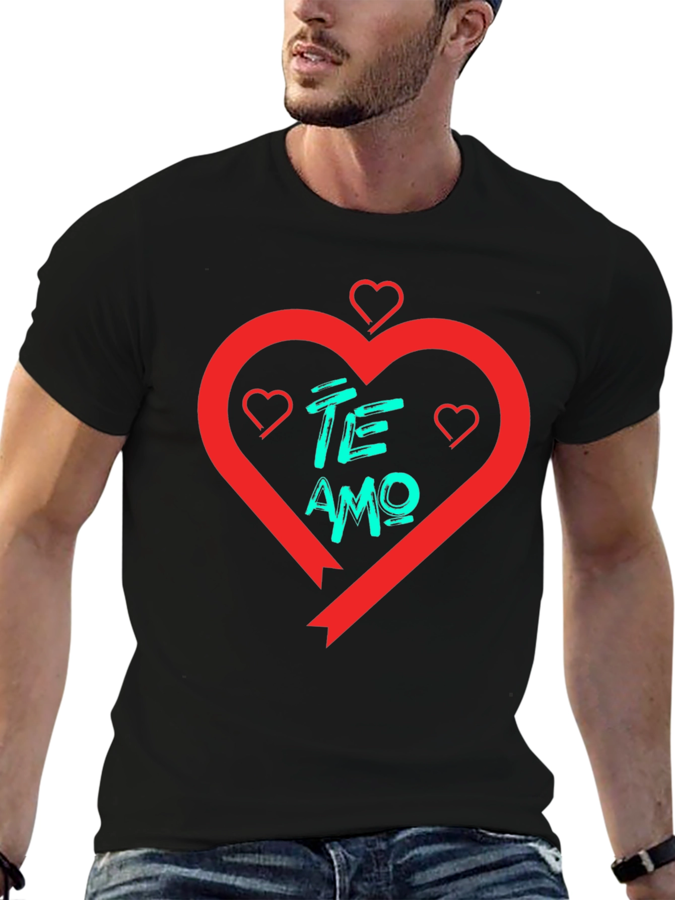 Black Te Amo Heart T-Shirt - Black view 6