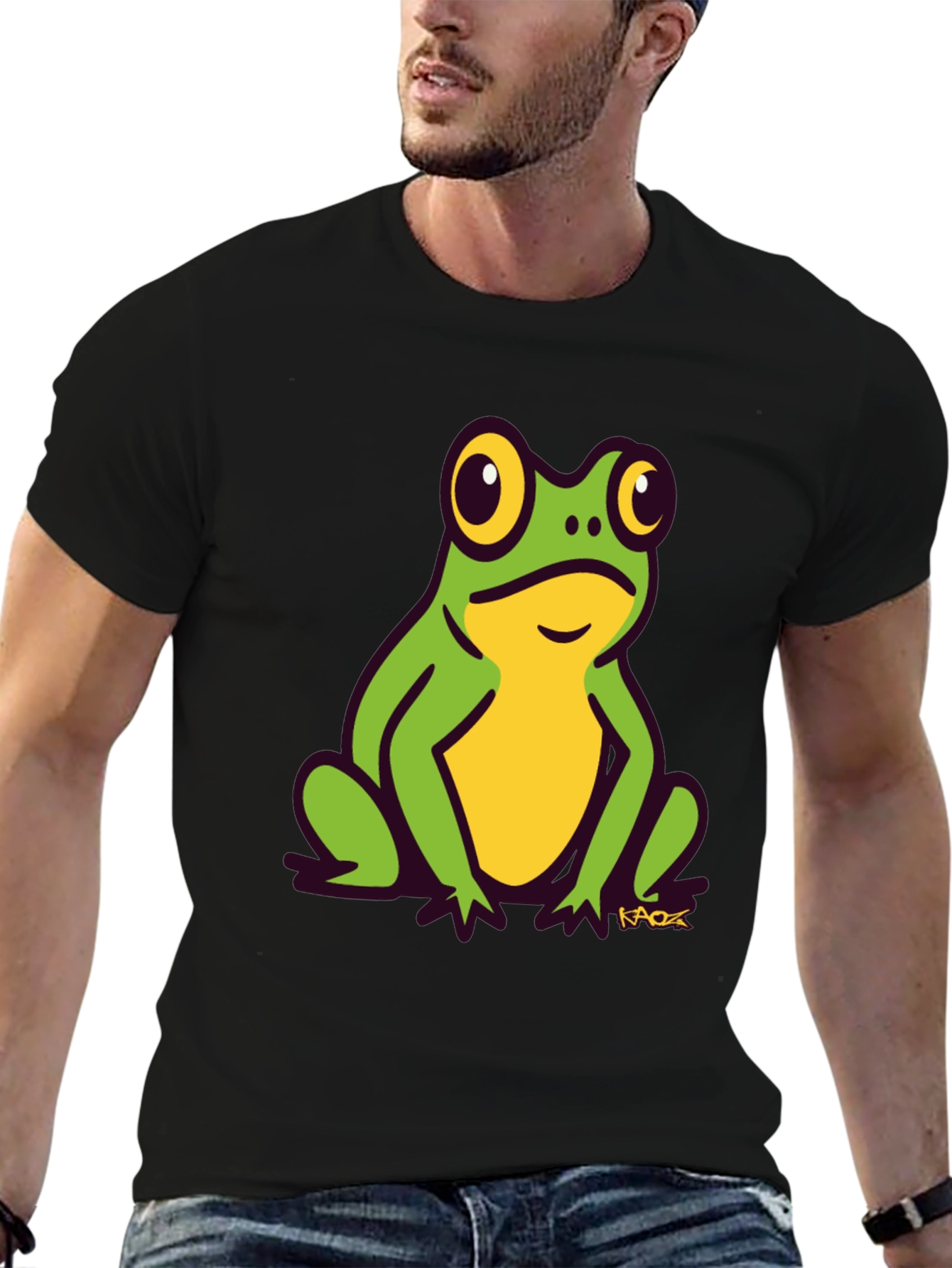 Black Frog Graphic Tee - Black Cotton T-Shirt view 6