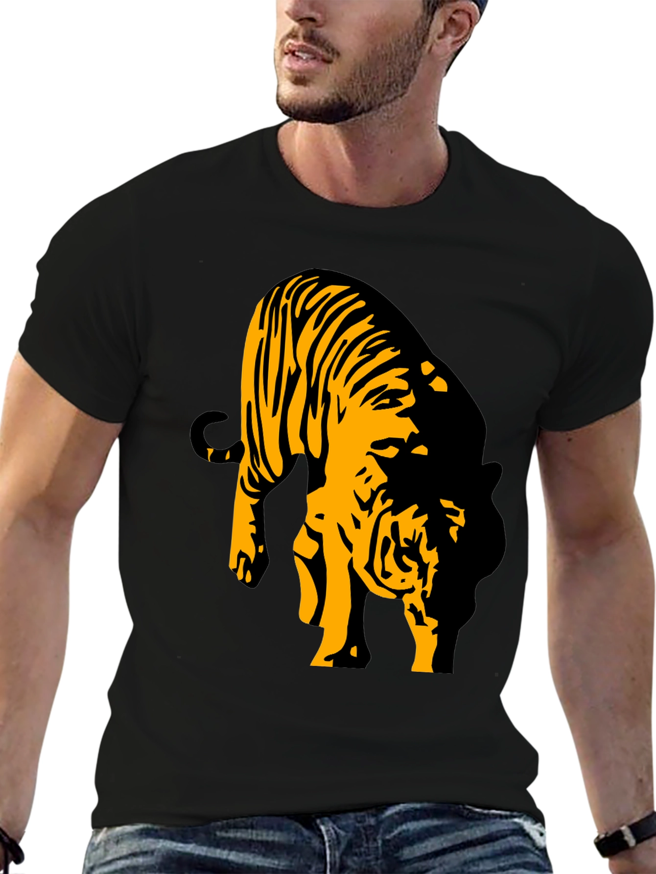 Black Black Tiger Graphic T-Shirt for Men view 6