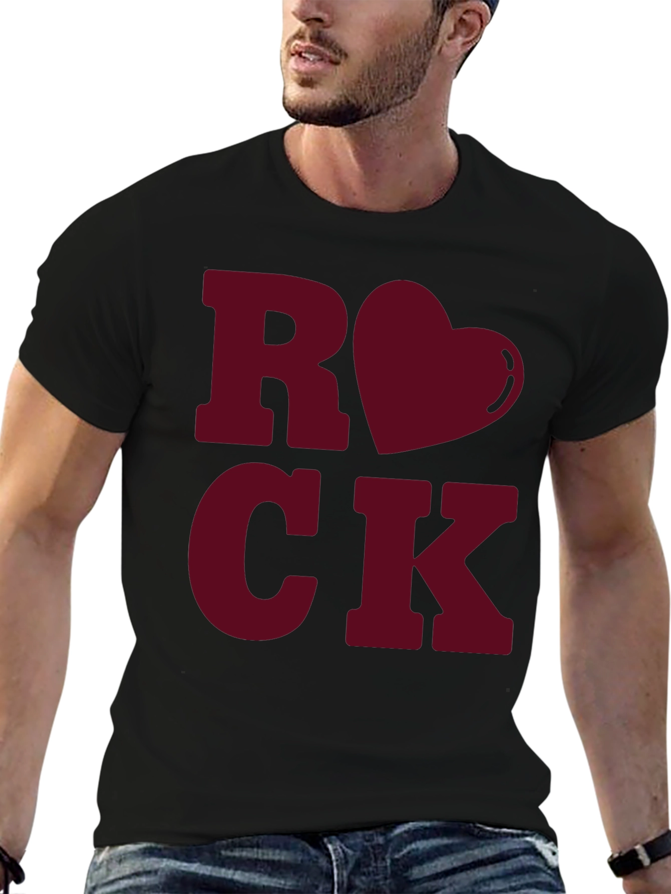 Black Rock Love Heart Valentine's T-Shirt view 6