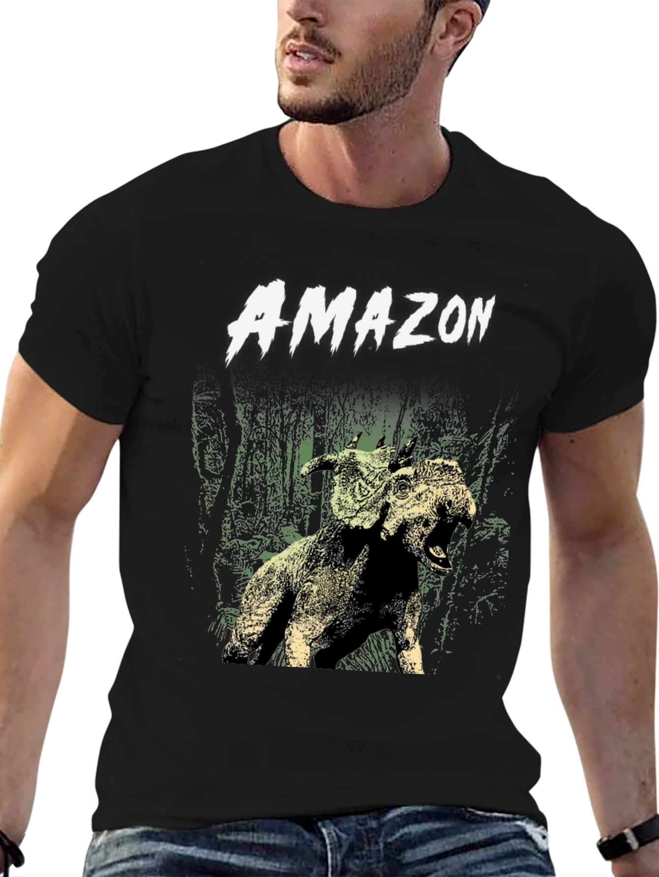 Black Amazon Graphic T-Shirt - Men's Black Tee view 6