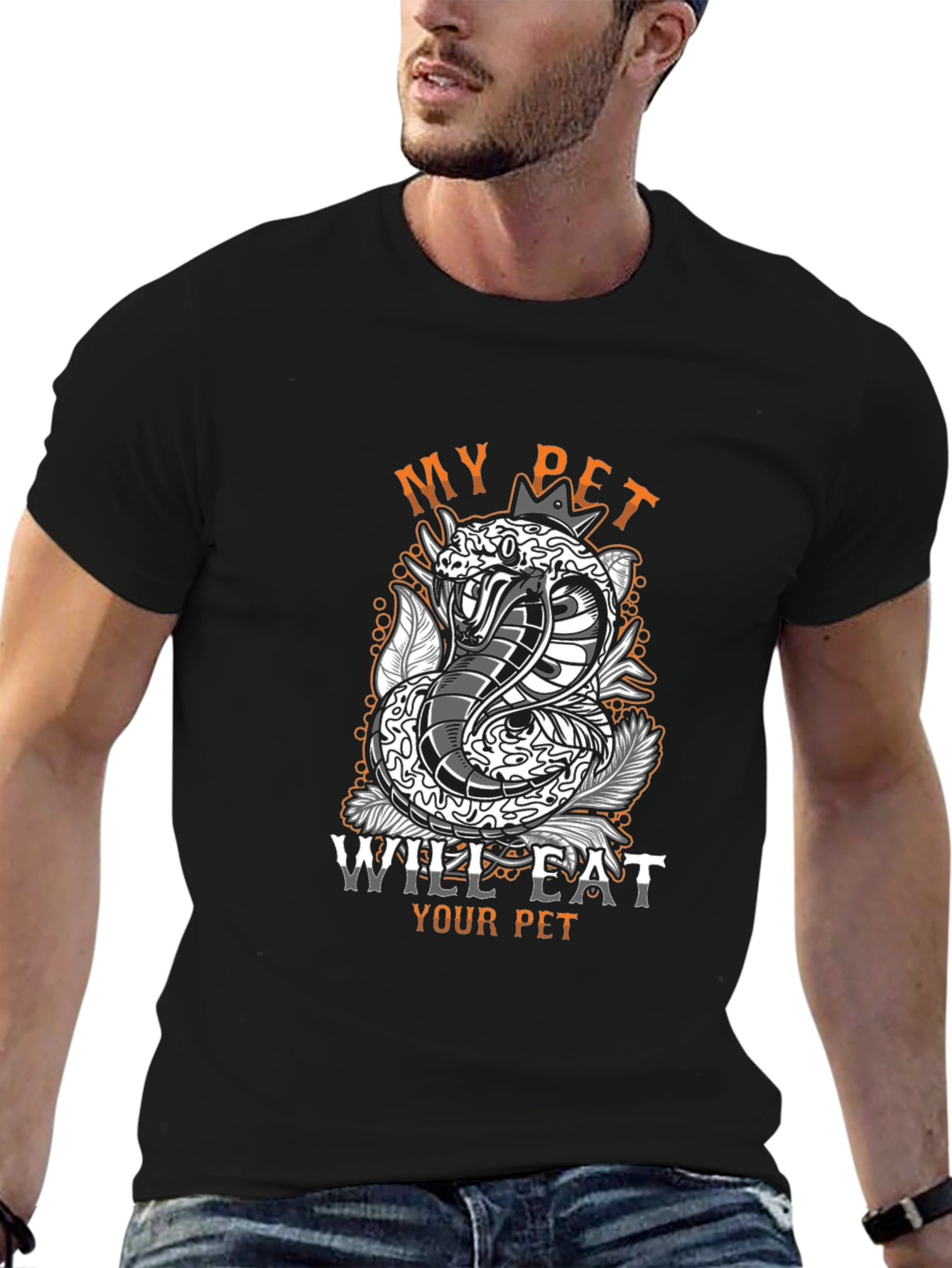 Black My Pet Will Eat Your Pet T-Shirt view 6