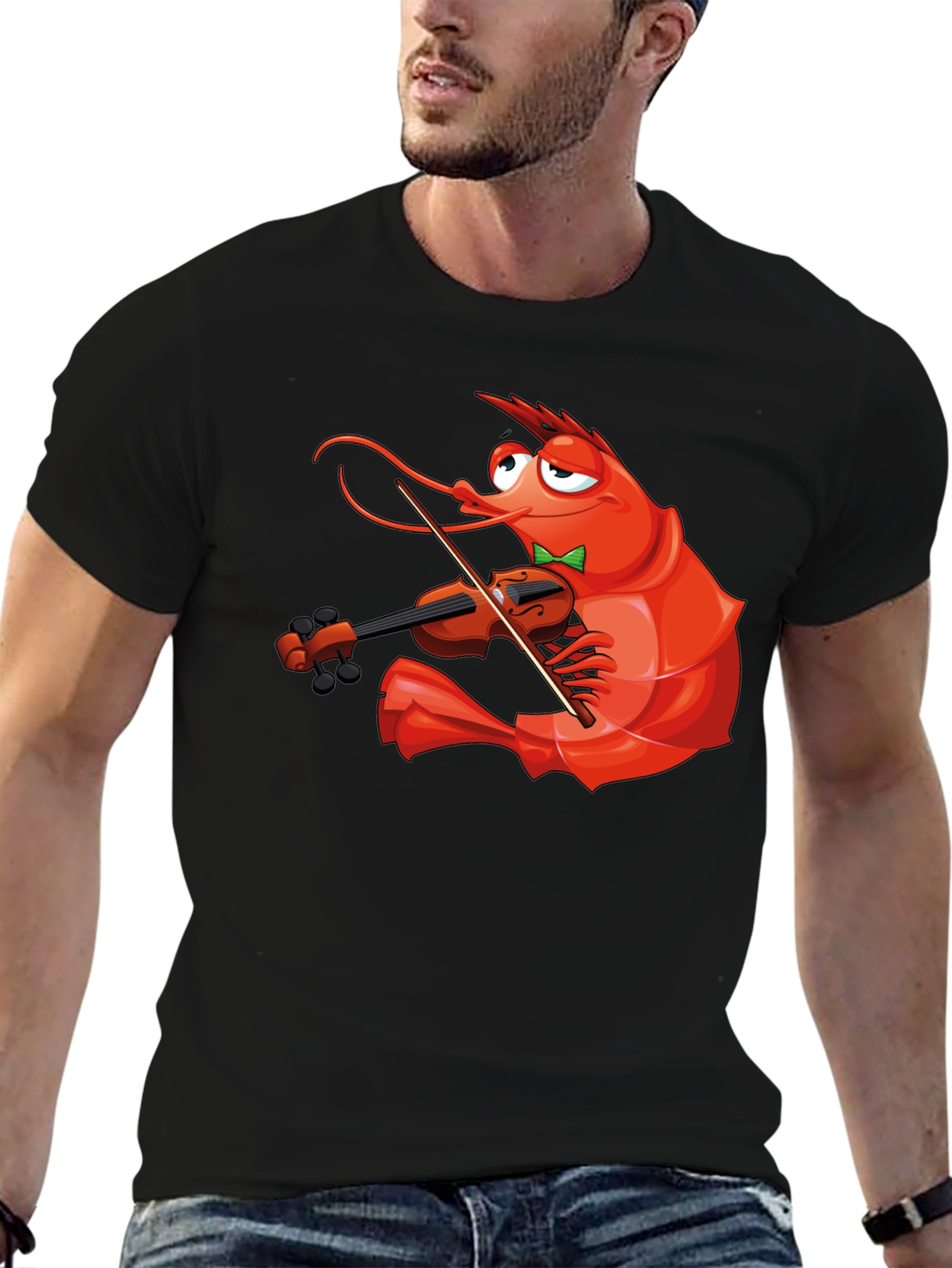 Black Shrimp Violinist T-Shirt - Funny Music Lover Tee view 6