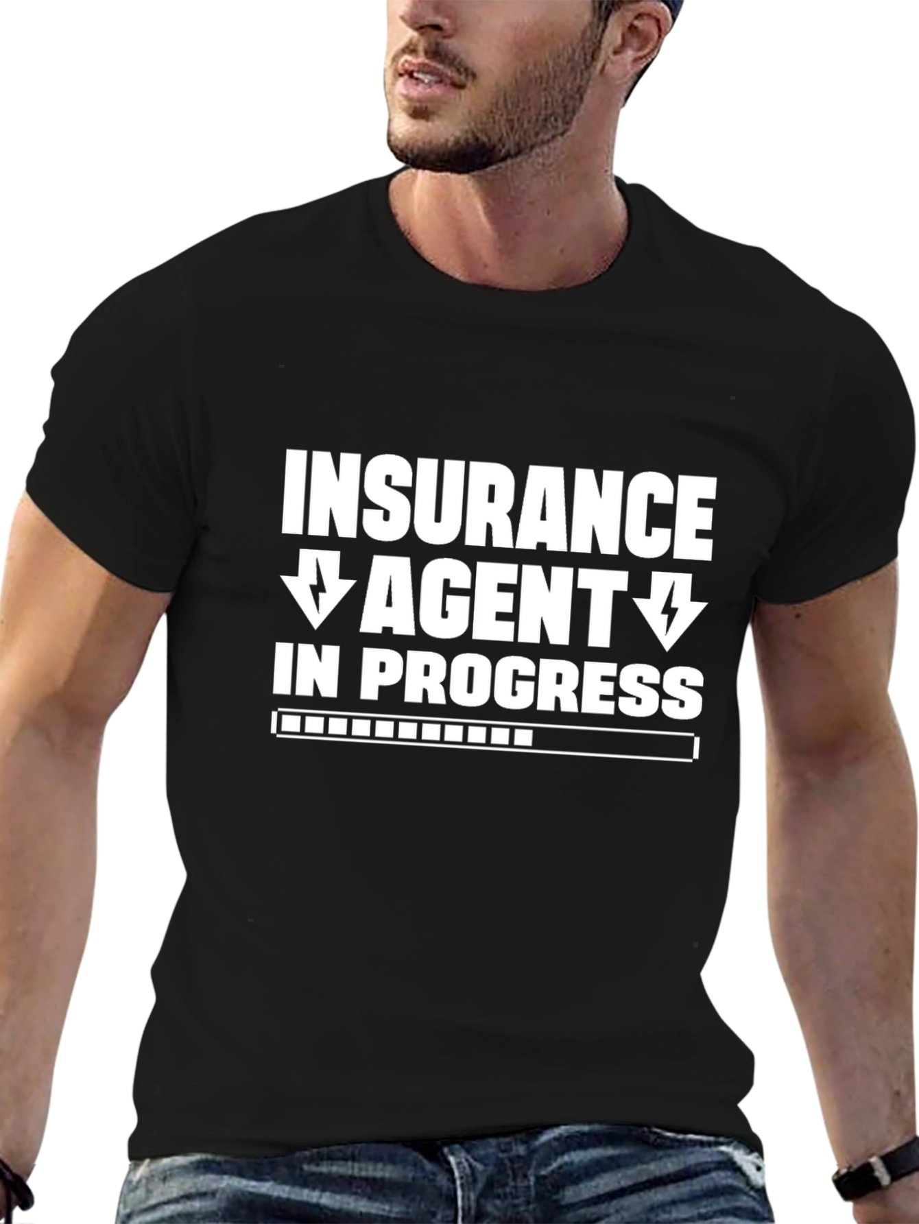 Black Insurance Agent In Progress Black T-Shirt view 6